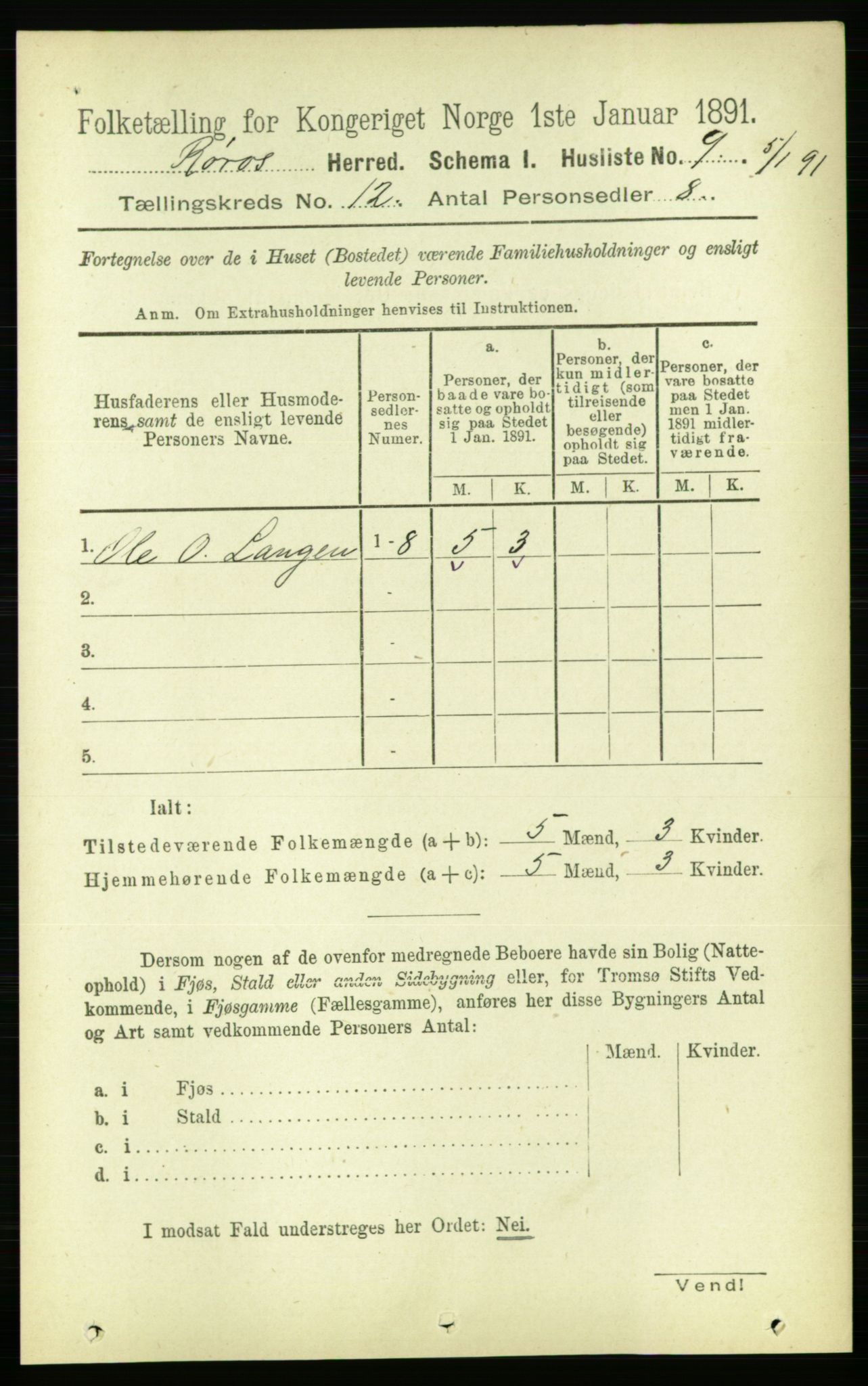 RA, 1891 census for 1640 Røros, 1891, p. 2357