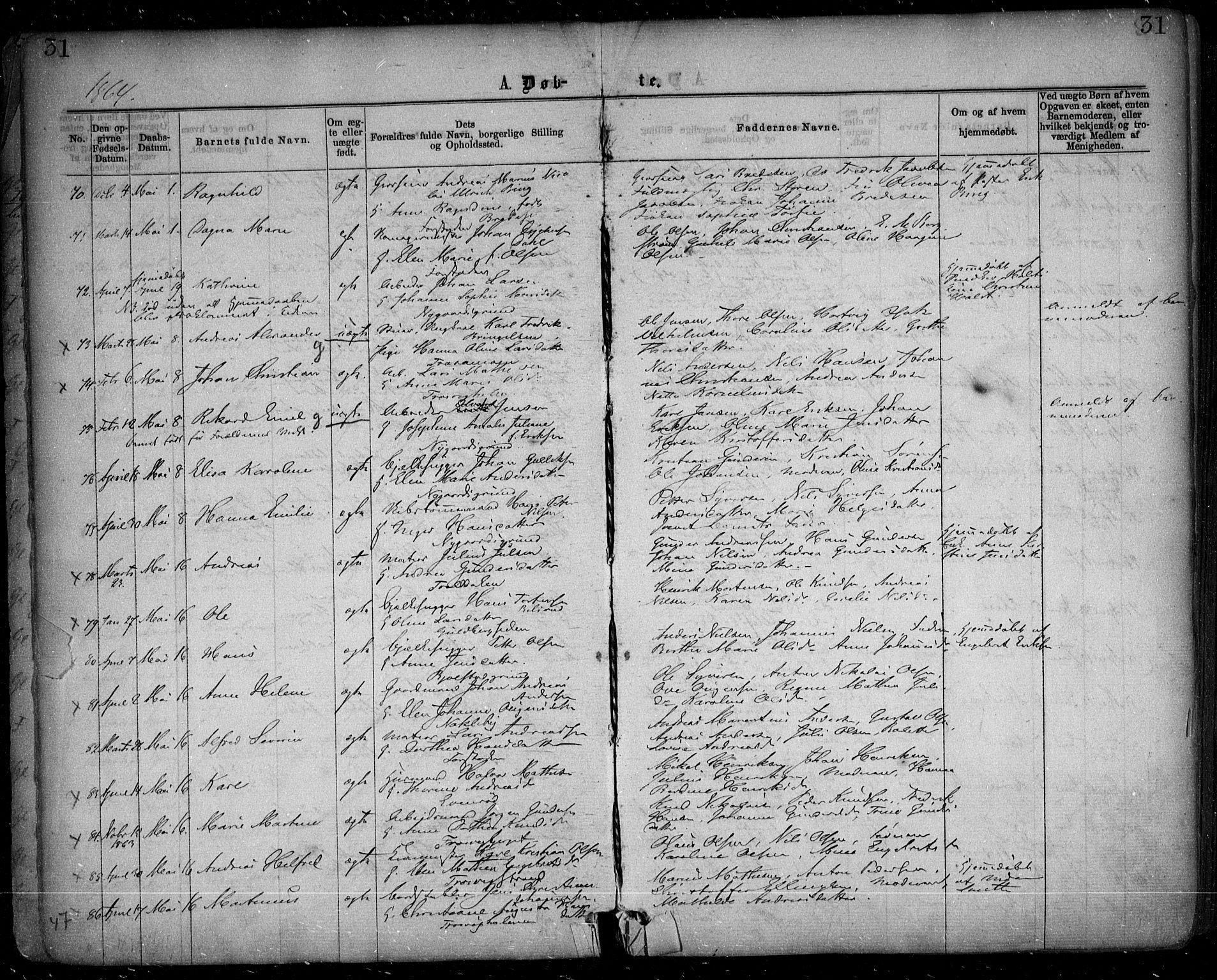 Glemmen prestekontor Kirkebøker, SAO/A-10908/F/Fa/L0008: Parish register (official) no. 8, 1862-1871, p. 31