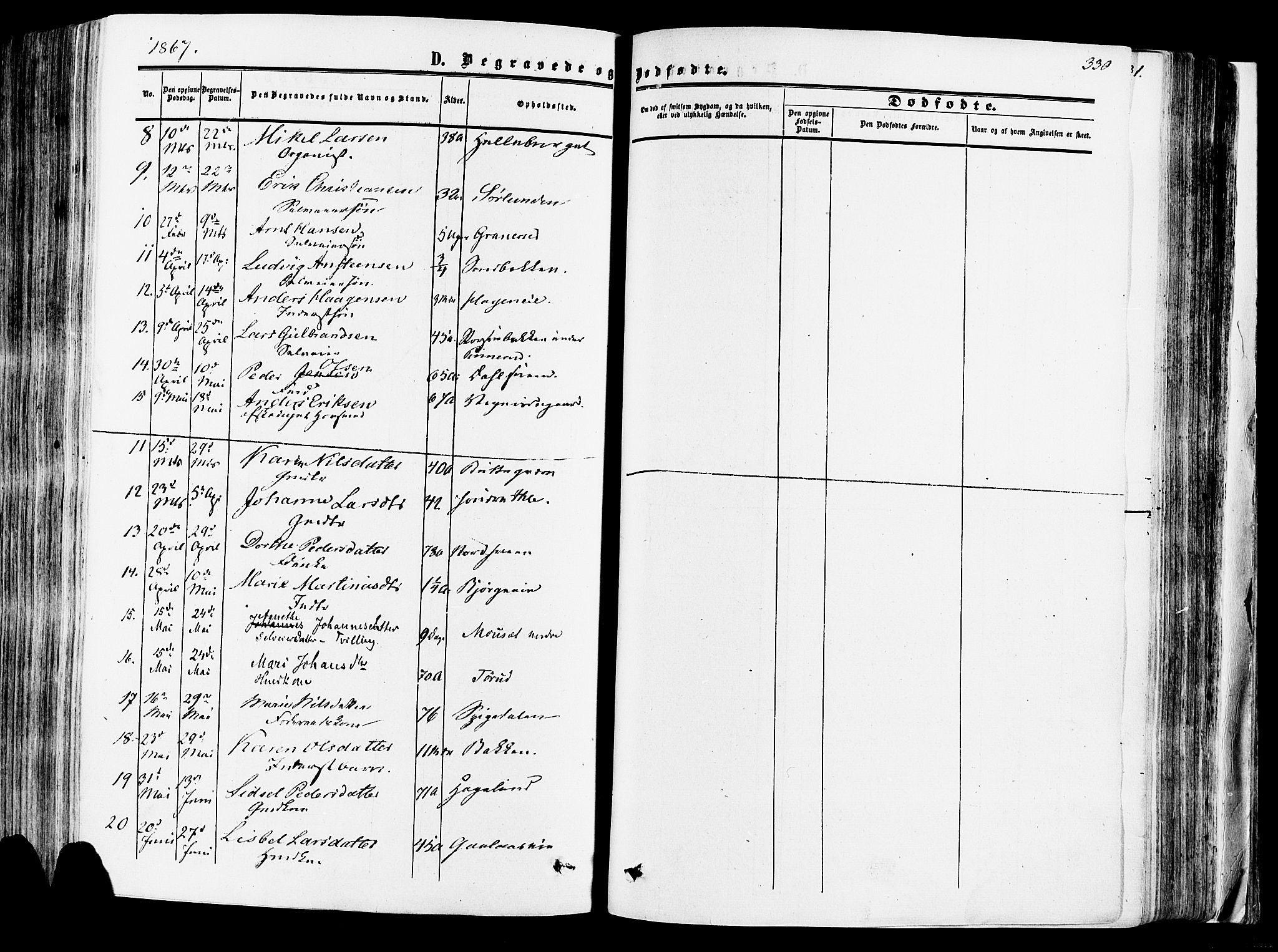 Vang prestekontor, Hedmark, AV/SAH-PREST-008/H/Ha/Haa/L0013: Parish register (official) no. 13, 1855-1879, p. 330