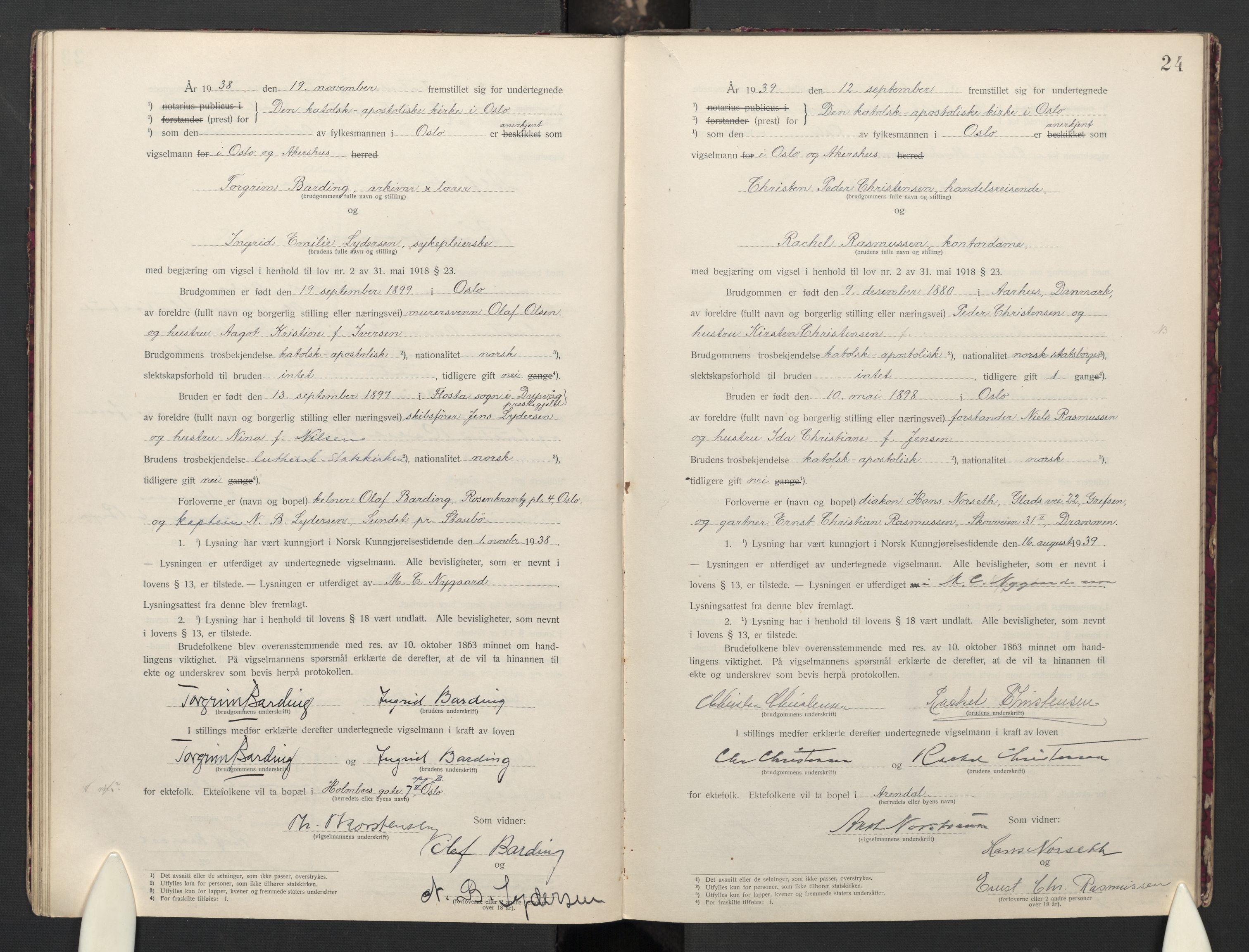 Den katolsk apostoliske menighet i Oslo , AV/SAO-PAO-0214/F/Fb/L0004: Dissenter register no. 4, 1919-1947, p. 24