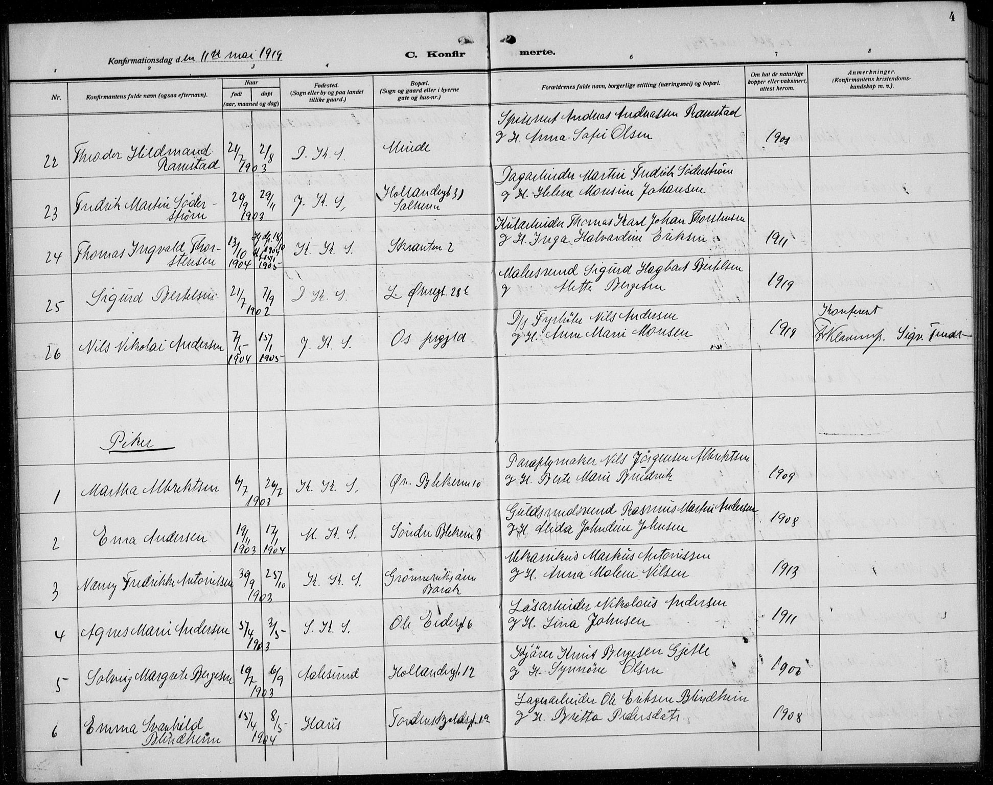 Korskirken sokneprestembete, AV/SAB-A-76101/H/Hab: Parish register (copy) no. C 6, 1918-1941, p. 4