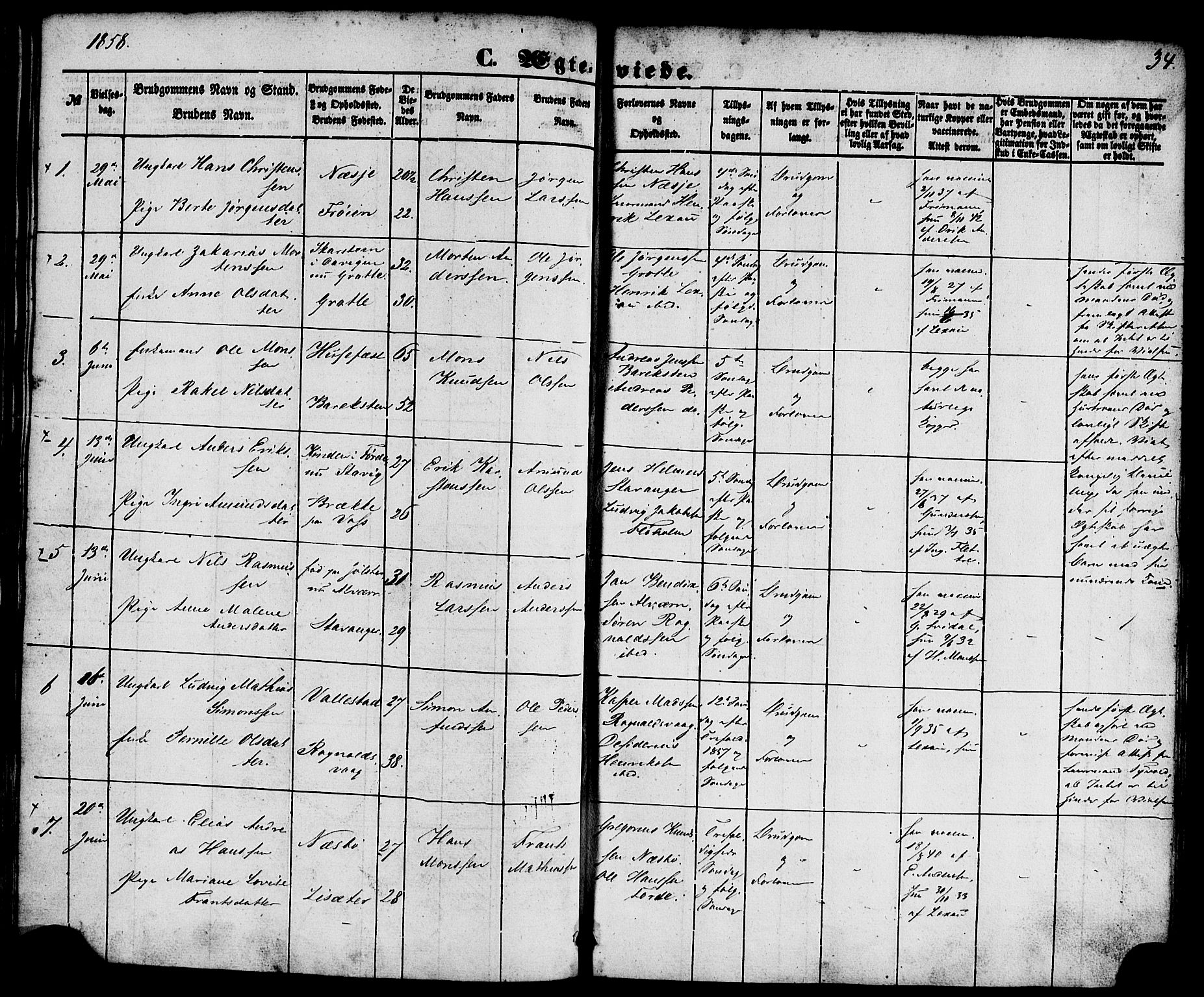 Kinn sokneprestembete, AV/SAB-A-80801/H/Haa/Haaa/L0010: Parish register (official) no. A 10, 1852-1869, p. 34