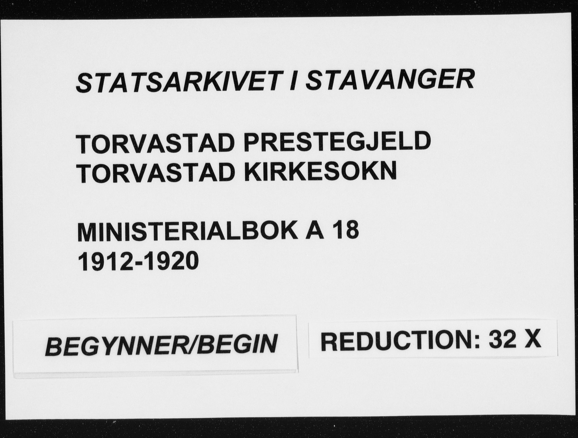 Torvastad sokneprestkontor, SAST/A -101857/H/Ha/Haa/L0019: Parish register (official) no. A 18, 1912-1920