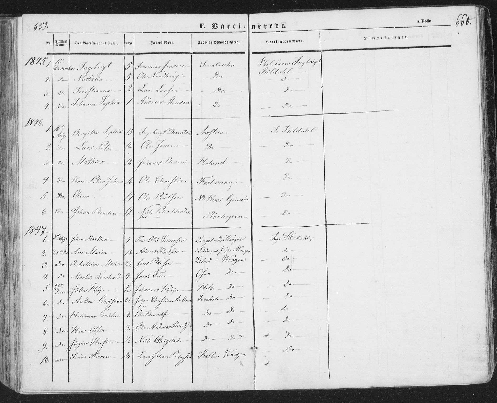 Ministerialprotokoller, klokkerbøker og fødselsregistre - Nordland, AV/SAT-A-1459/874/L1072: Parish register (copy) no. 874C01, 1843-1859, p. 659-660