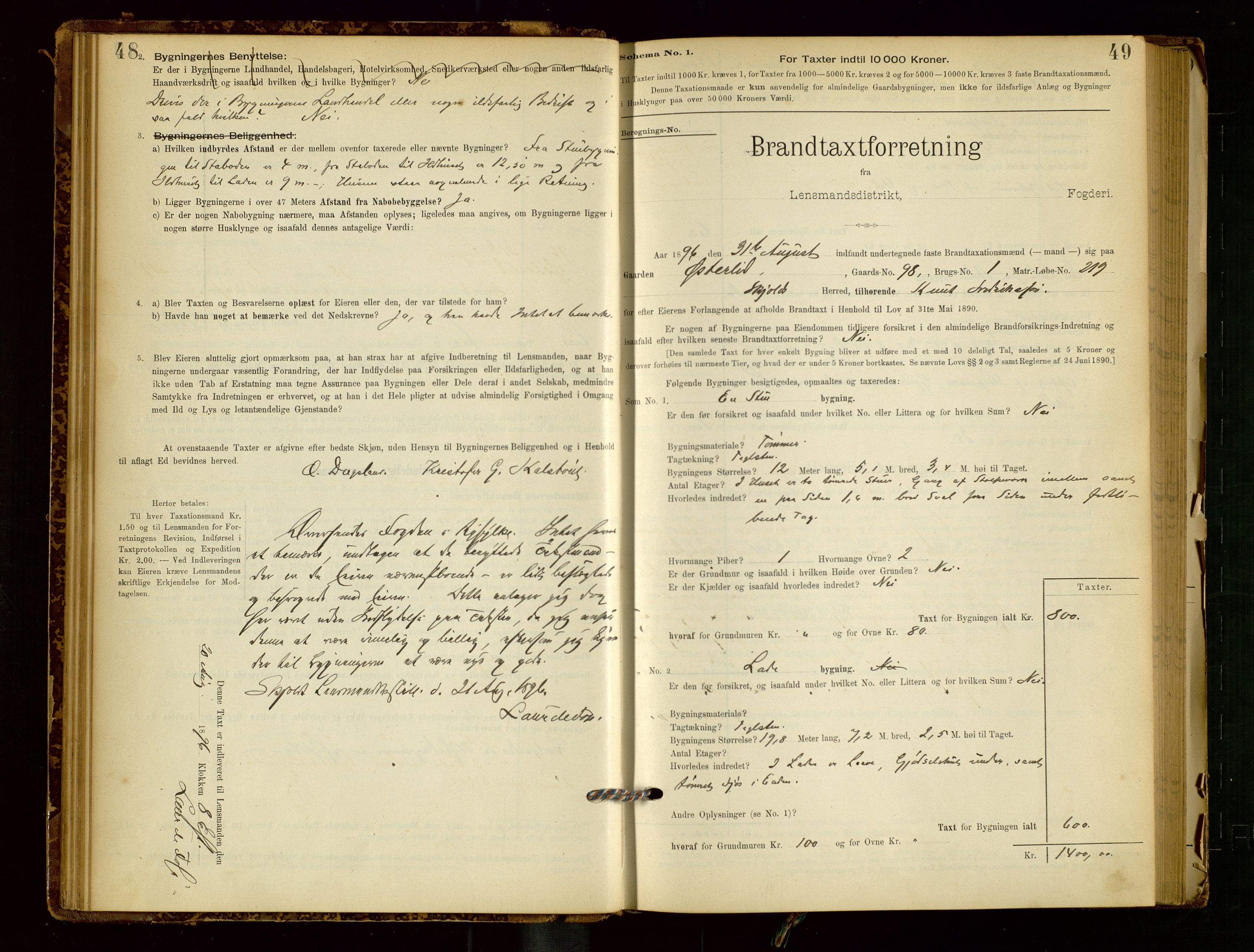 Skjold lensmannskontor, AV/SAST-A-100182/Gob/L0001: "Brandtaxationsprotokol for Skjold Lensmandsdistrikt Ryfylke Fogderi", 1894-1939, p. 48-49