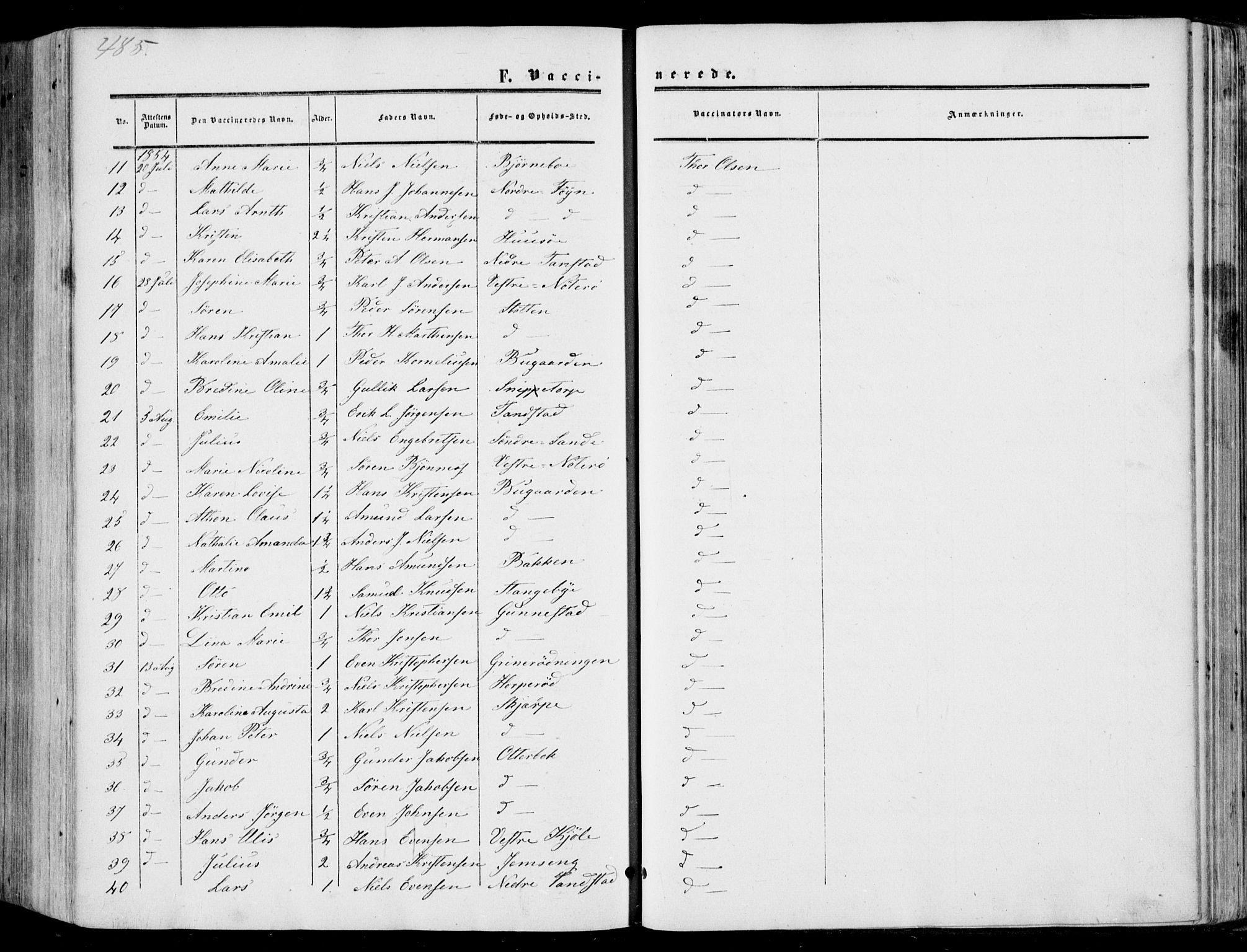 Nøtterøy kirkebøker, AV/SAKO-A-354/F/Fa/L0006: Parish register (official) no. I 6, 1852-1864, p. 485