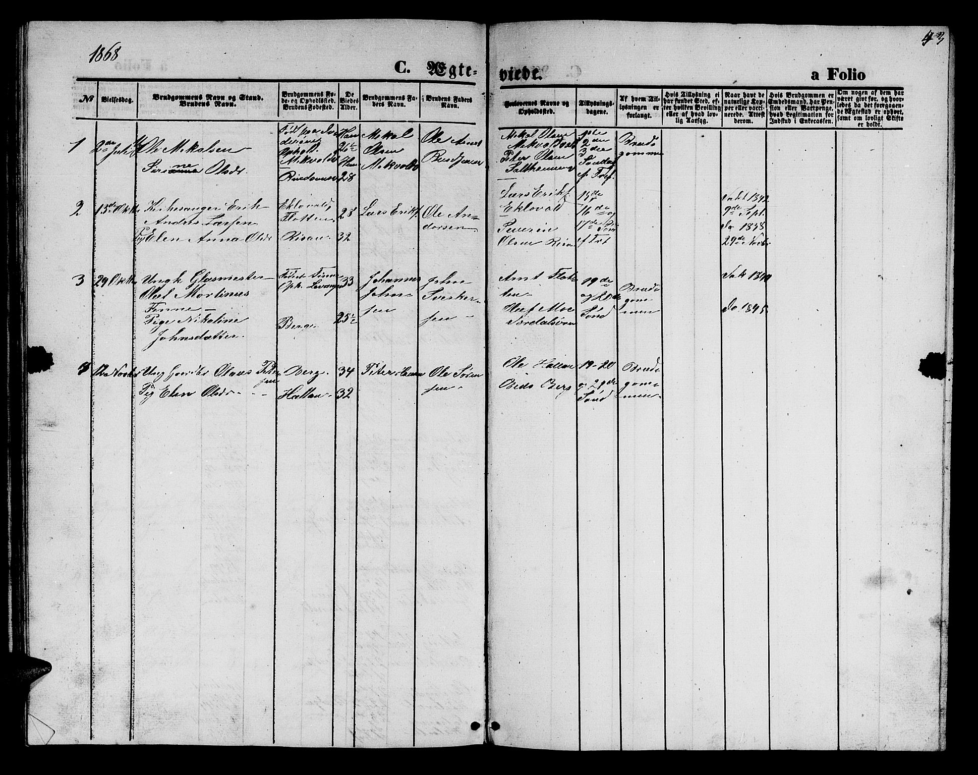 Ministerialprotokoller, klokkerbøker og fødselsregistre - Nord-Trøndelag, SAT/A-1458/726/L0270: Parish register (copy) no. 726C01, 1858-1868, p. 43