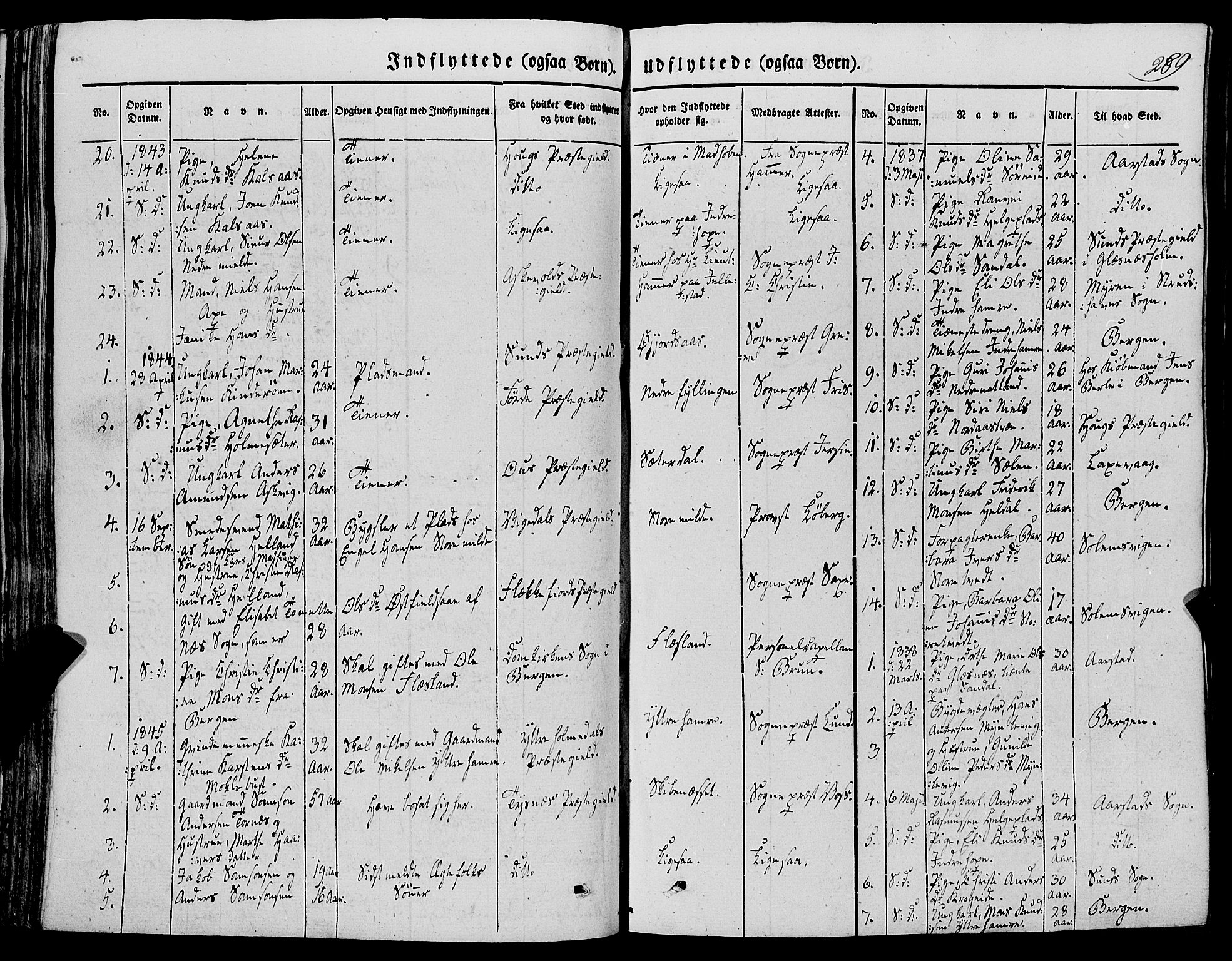 Fana Sokneprestembete, SAB/A-75101/H/Haa/Haaa/L0008: Parish register (official) no. A 8, 1829-1851, p. 289