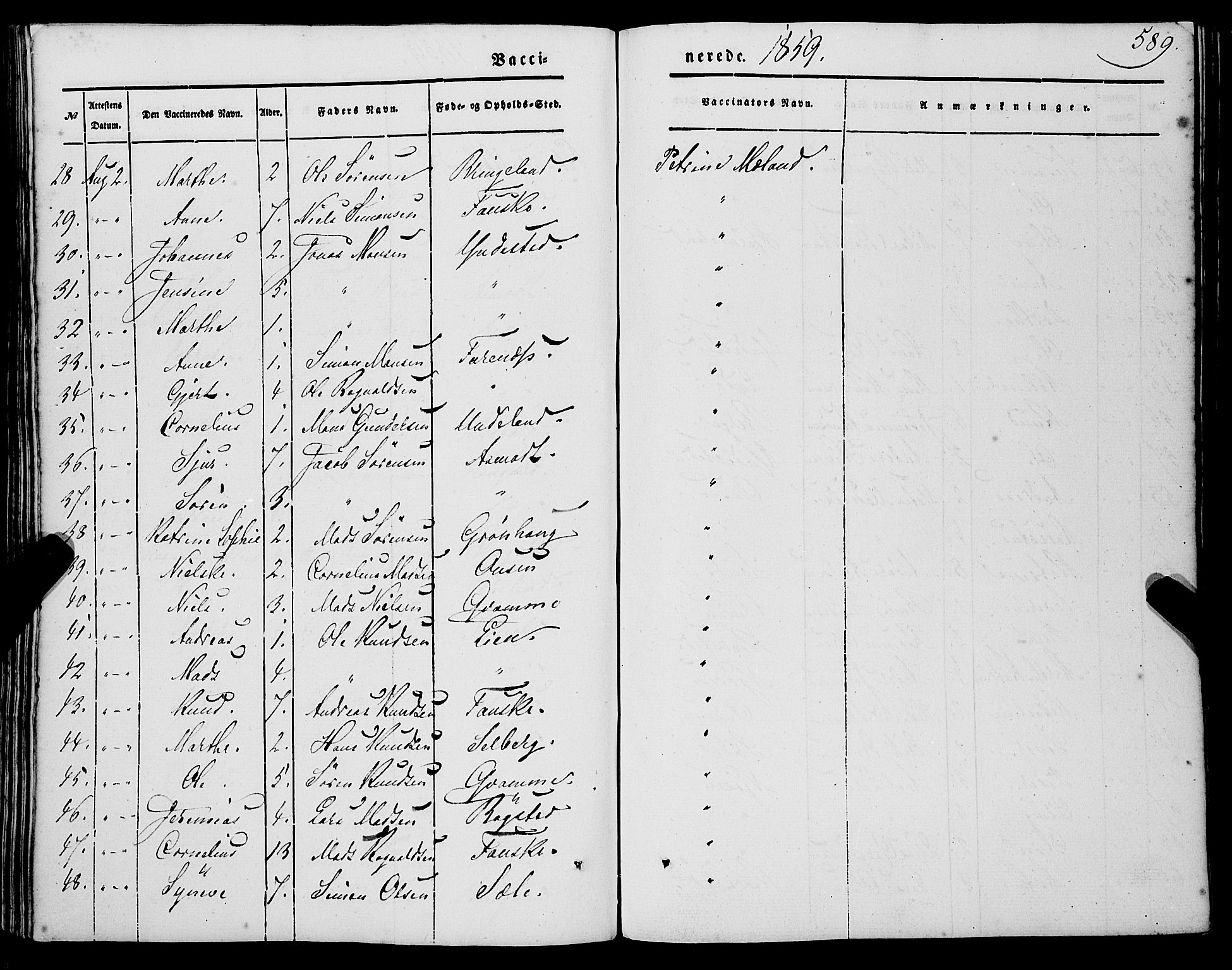 Gaular sokneprestembete, AV/SAB-A-80001/H/Haa: Parish register (official) no. A 4II, 1841-1859, p. 589