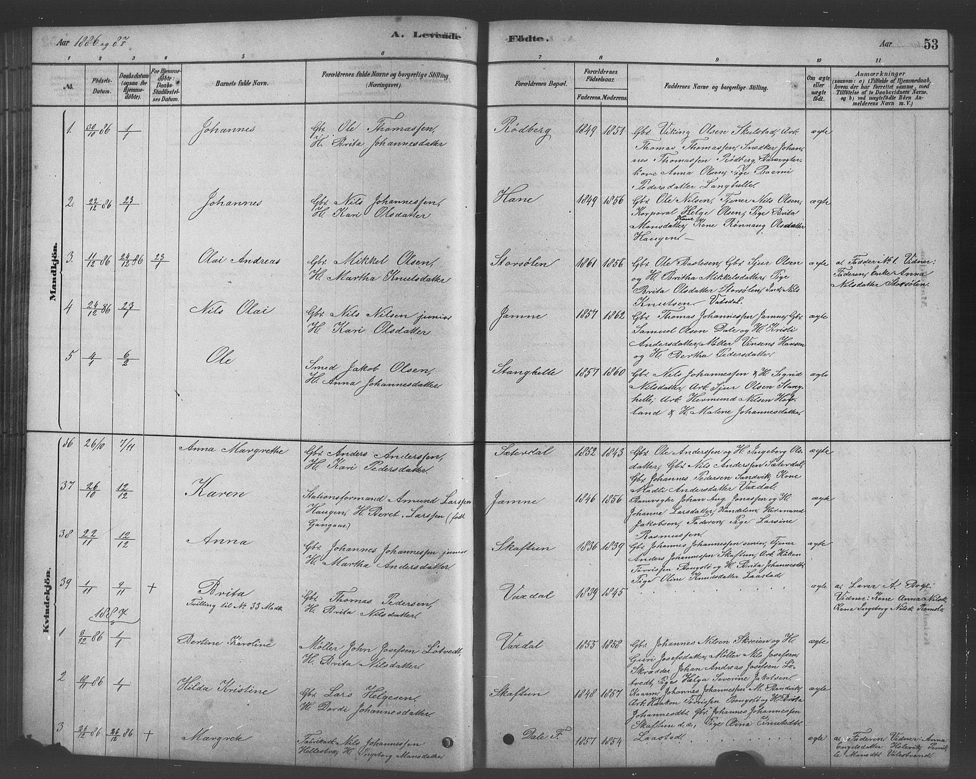 Bruvik Sokneprestembete, SAB/A-74701/H/Hab: Parish register (copy) no. A 1, 1878-1907, p. 53