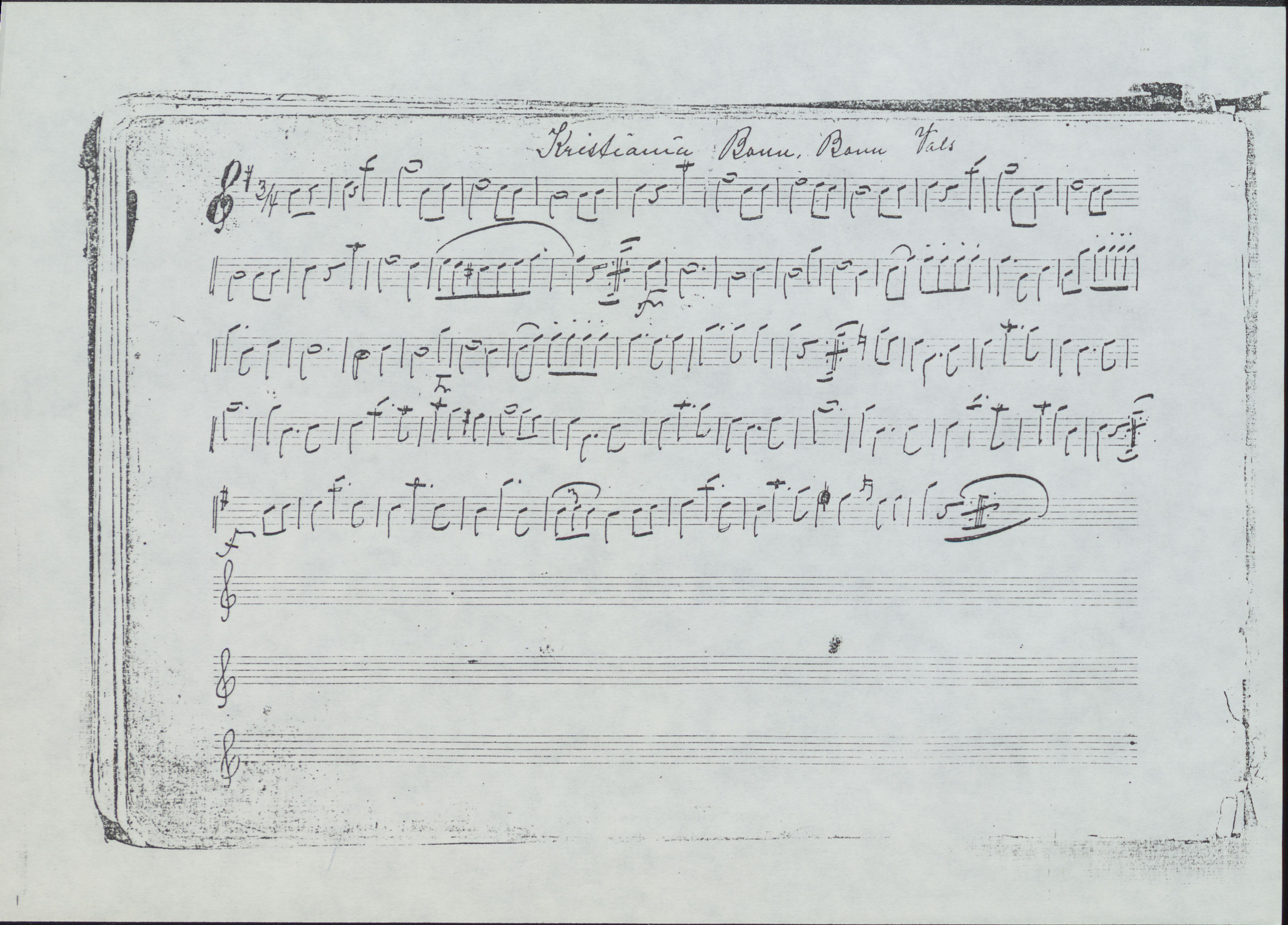 Sa 42 - Storgårds- og folkemusikk fra Klokkergården (Lardal bygdetun), VEMU/A-2514/F/L0002/0008: Originale håndskrevne, trykte og kopierte noter og notebøker, hefter, brev m.m. / Kopi av noter etter O. B. Bekkevar, 1900