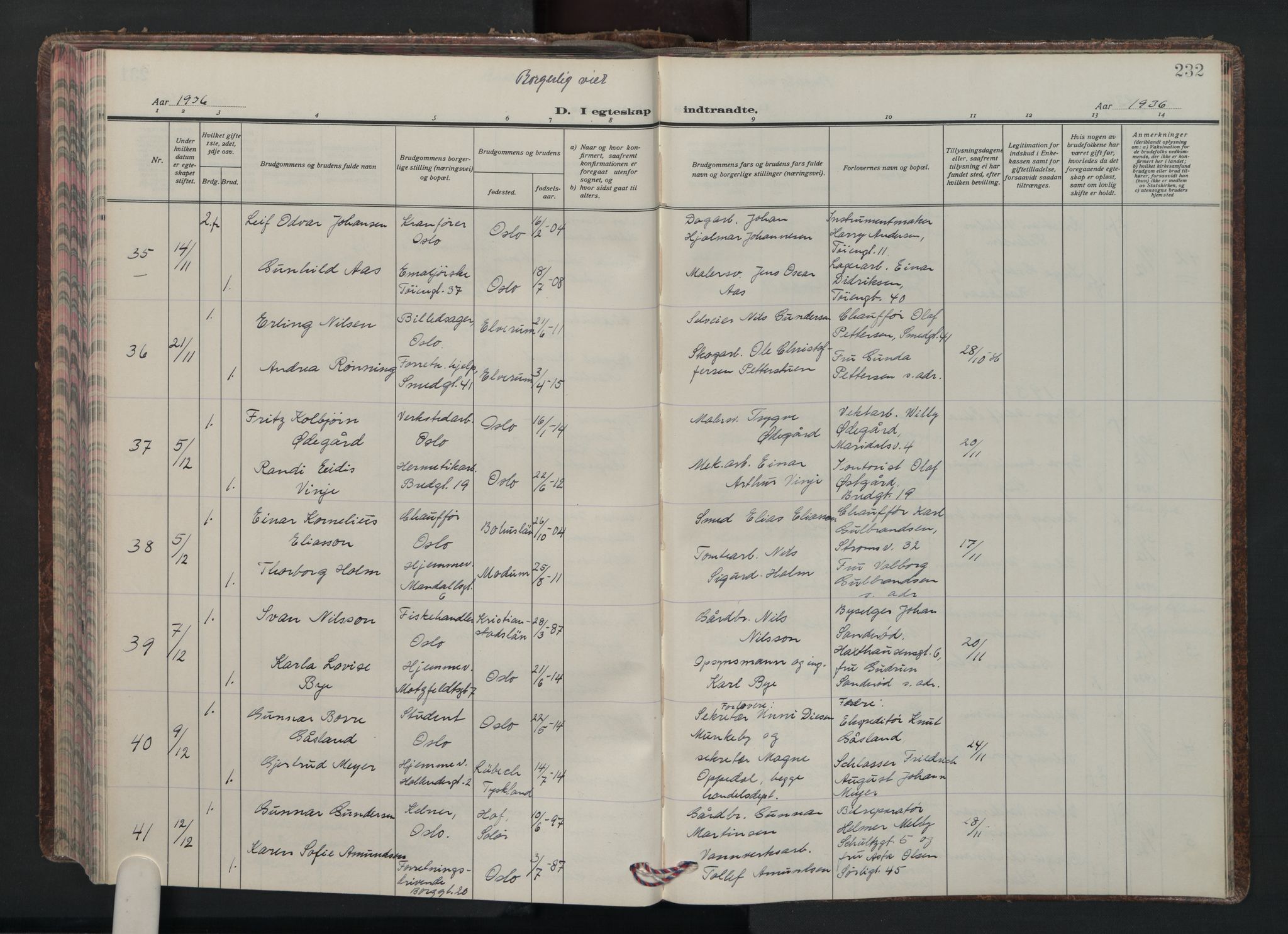 Grønland prestekontor Kirkebøker, SAO/A-10848/F/Fa/L0020: Parish register (official) no. 20, 1935-1946, p. 232