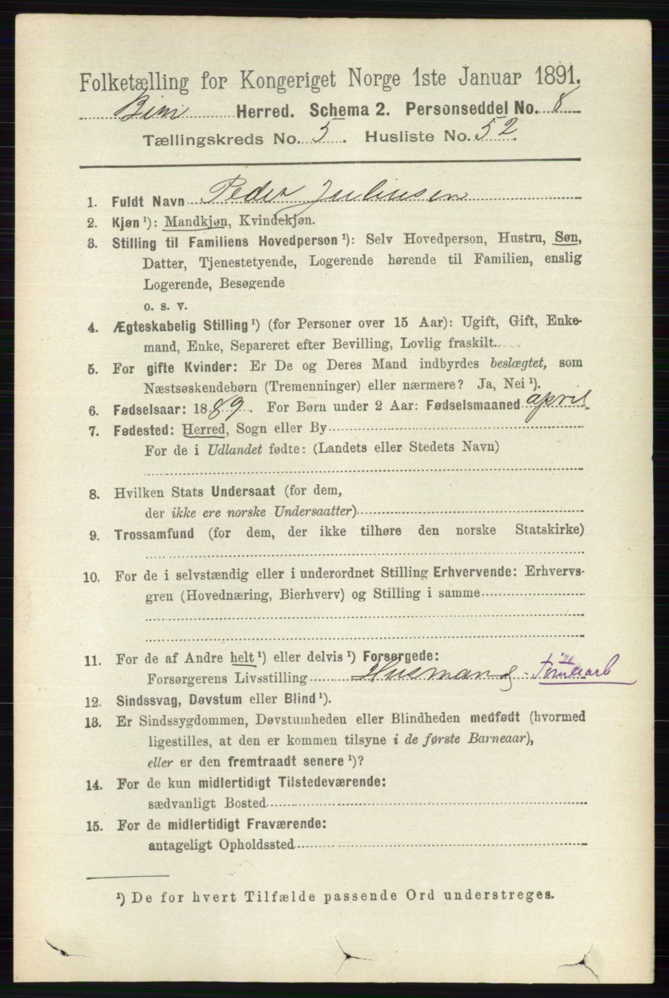 RA, 1891 census for 0525 Biri, 1891, p. 2068