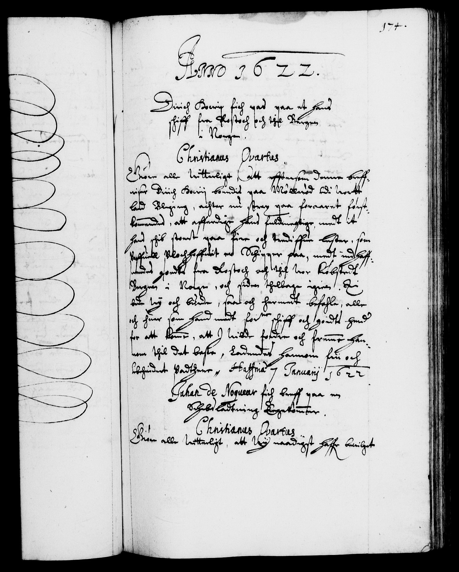 Danske Kanselli 1572-1799, AV/RA-EA-3023/F/Fc/Fca/Fcaa/L0004: Norske registre (mikrofilm), 1617-1630, p. 174a