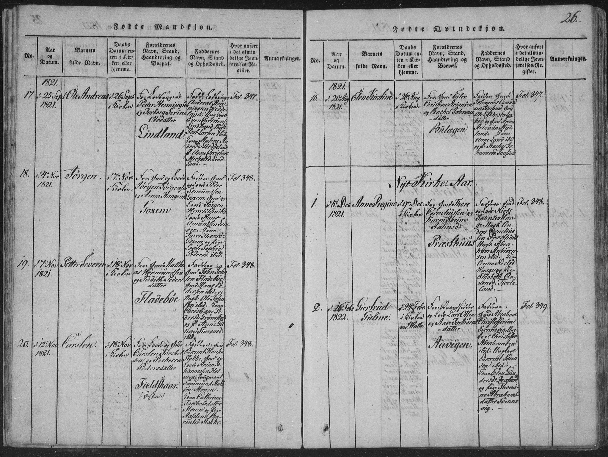 Sør-Audnedal sokneprestkontor, SAK/1111-0039/F/Fa/Faa/L0001: Parish register (official) no. A 1, 1816-1848, p. 26