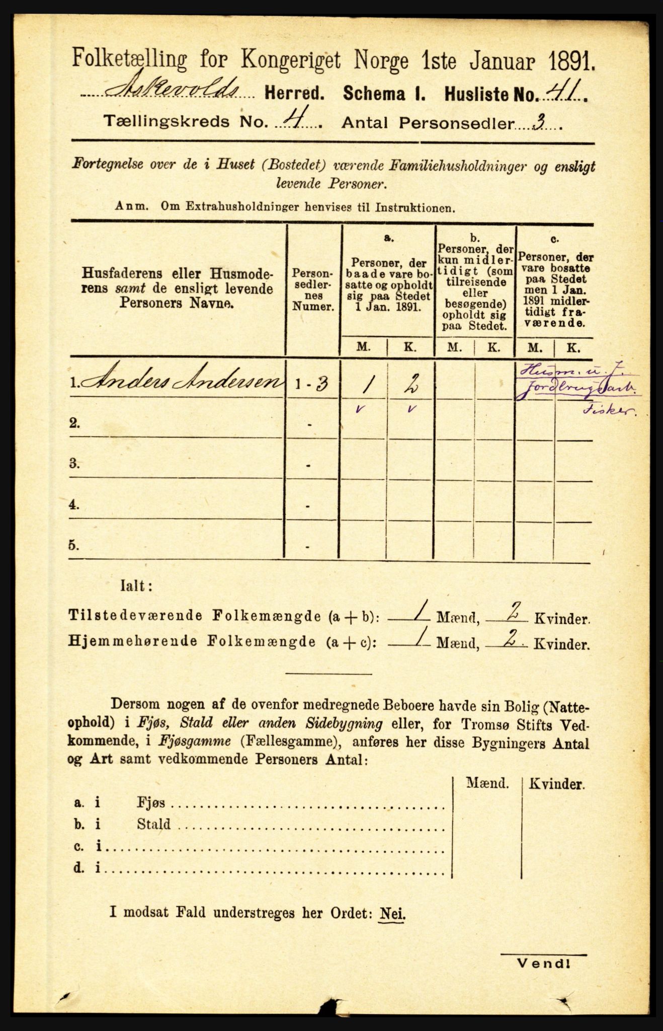 RA, 1891 census for 1428 Askvoll, 1891, p. 1229