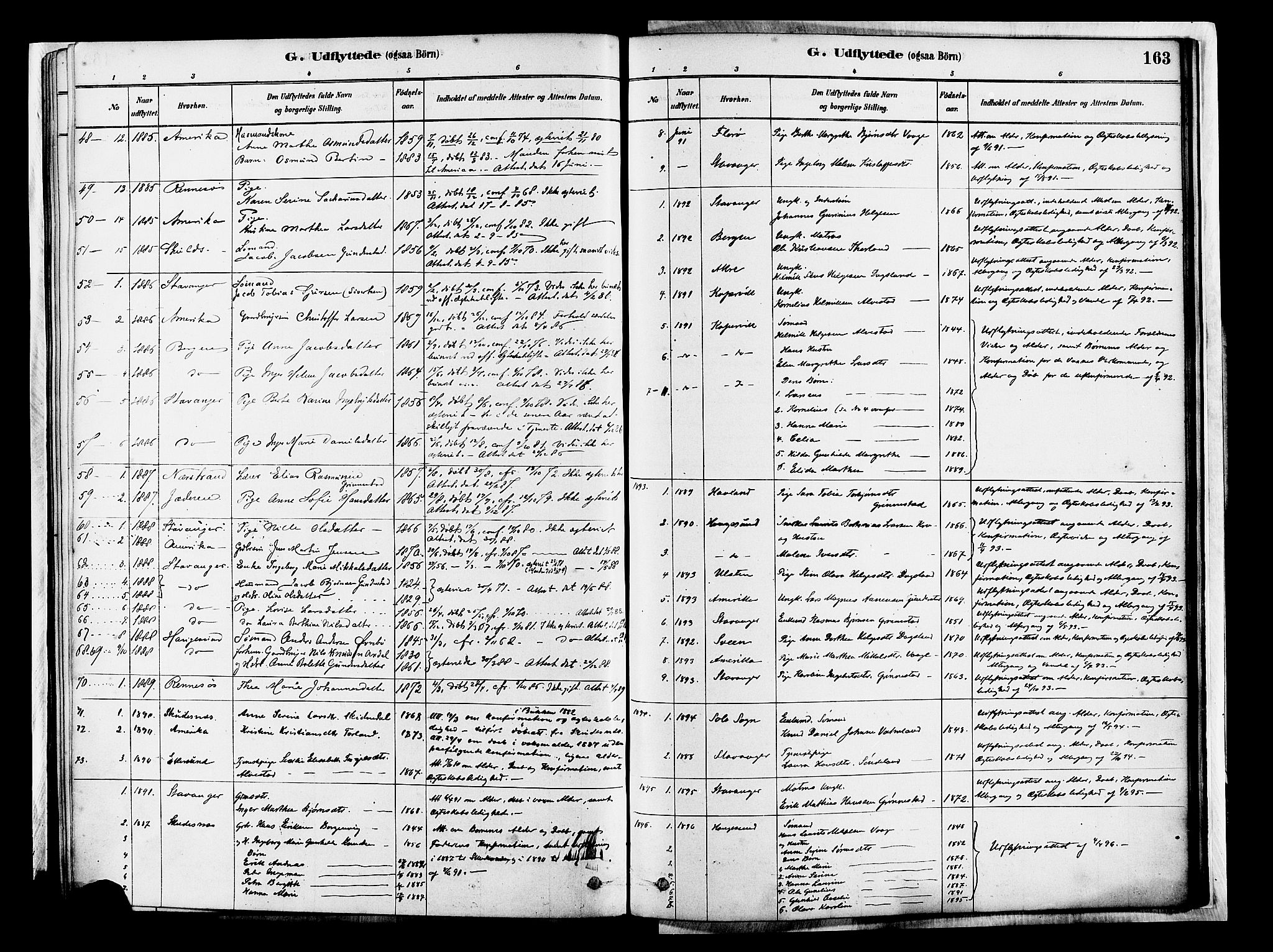 Tysvær sokneprestkontor, SAST/A -101864/H/Ha/Haa/L0007: Parish register (official) no. A 7, 1878-1897, p. 163