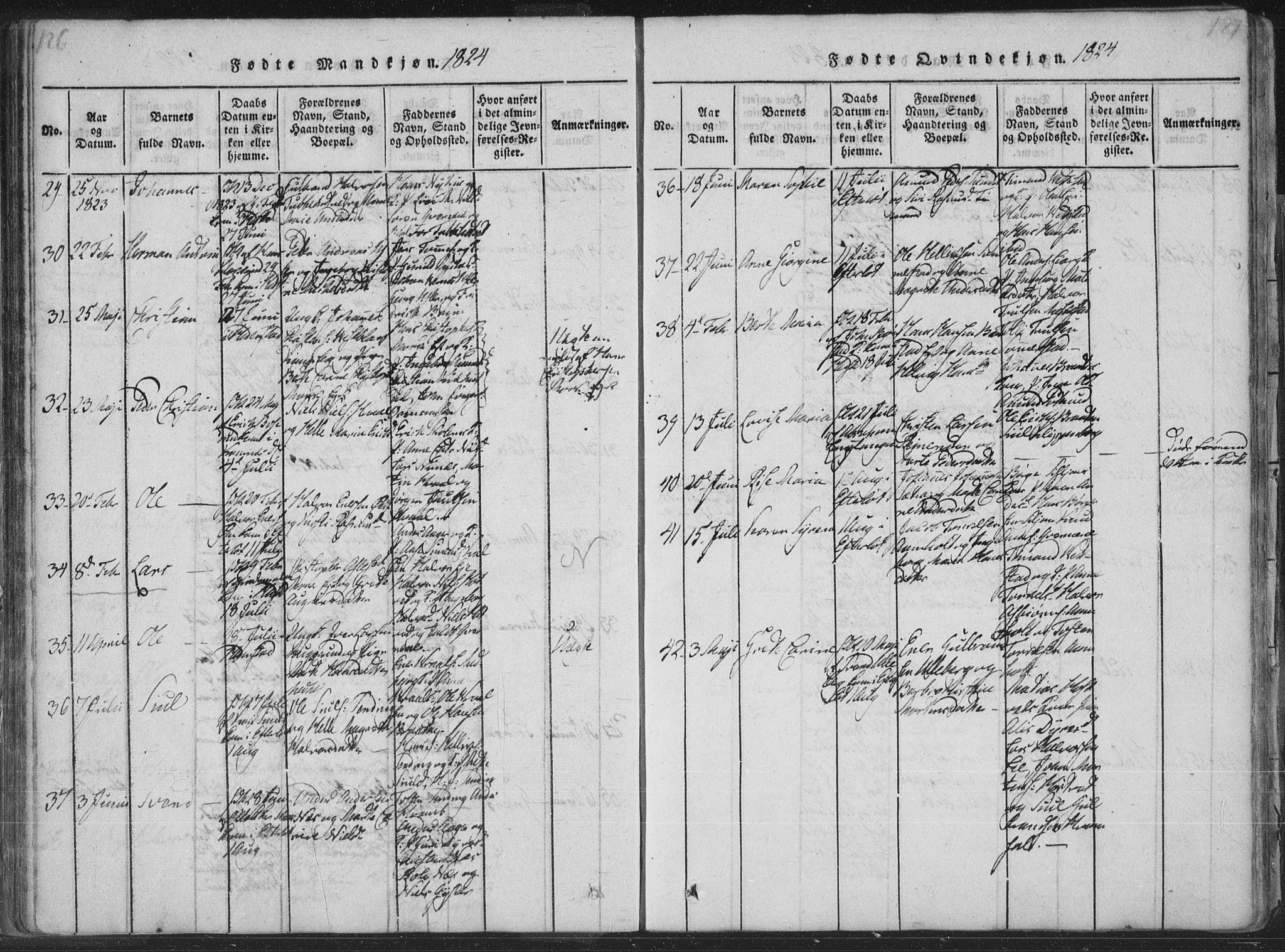 Sandsvær kirkebøker, AV/SAKO-A-244/F/Fa/L0004: Parish register (official) no. I 4, 1817-1839, p. 126-127