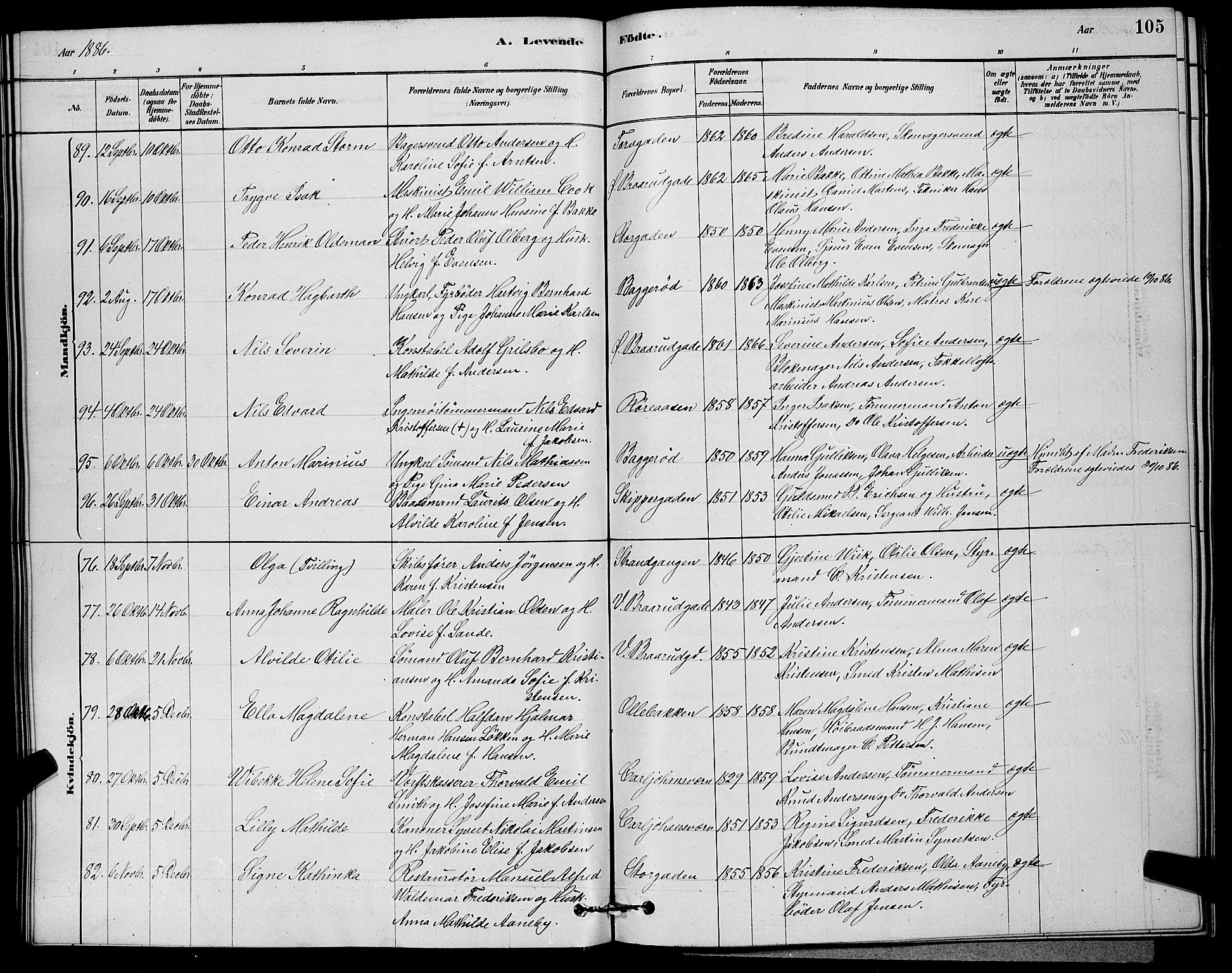 Horten kirkebøker, AV/SAKO-A-348/G/Ga/L0003: Parish register (copy) no. 4, 1878-1887, p. 105