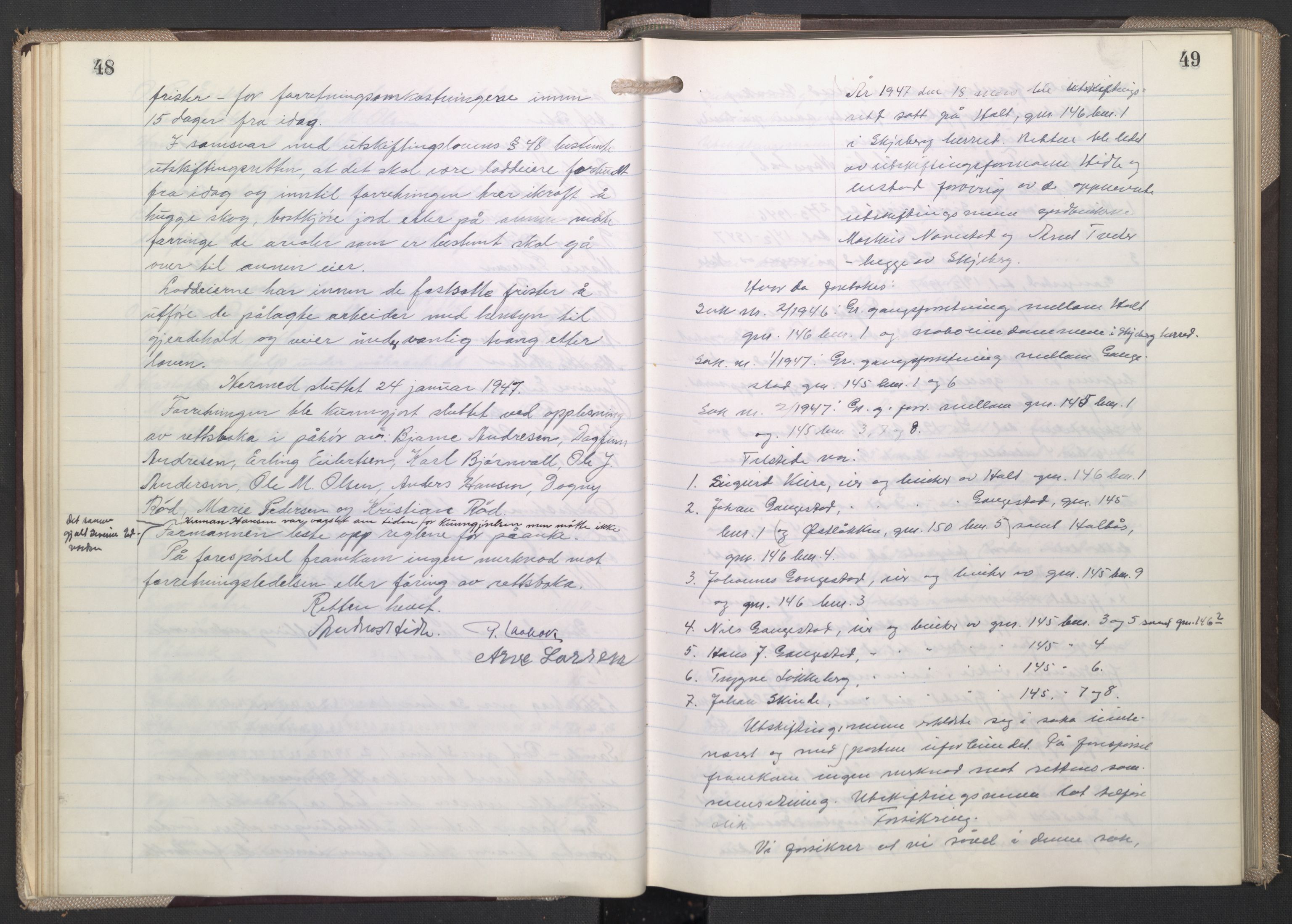 Østfold jordskifterett, AV/SAO-A-10240/F/Fc/L0008: Forhandlingsprotokoller, 1947-1950, p. 48-49