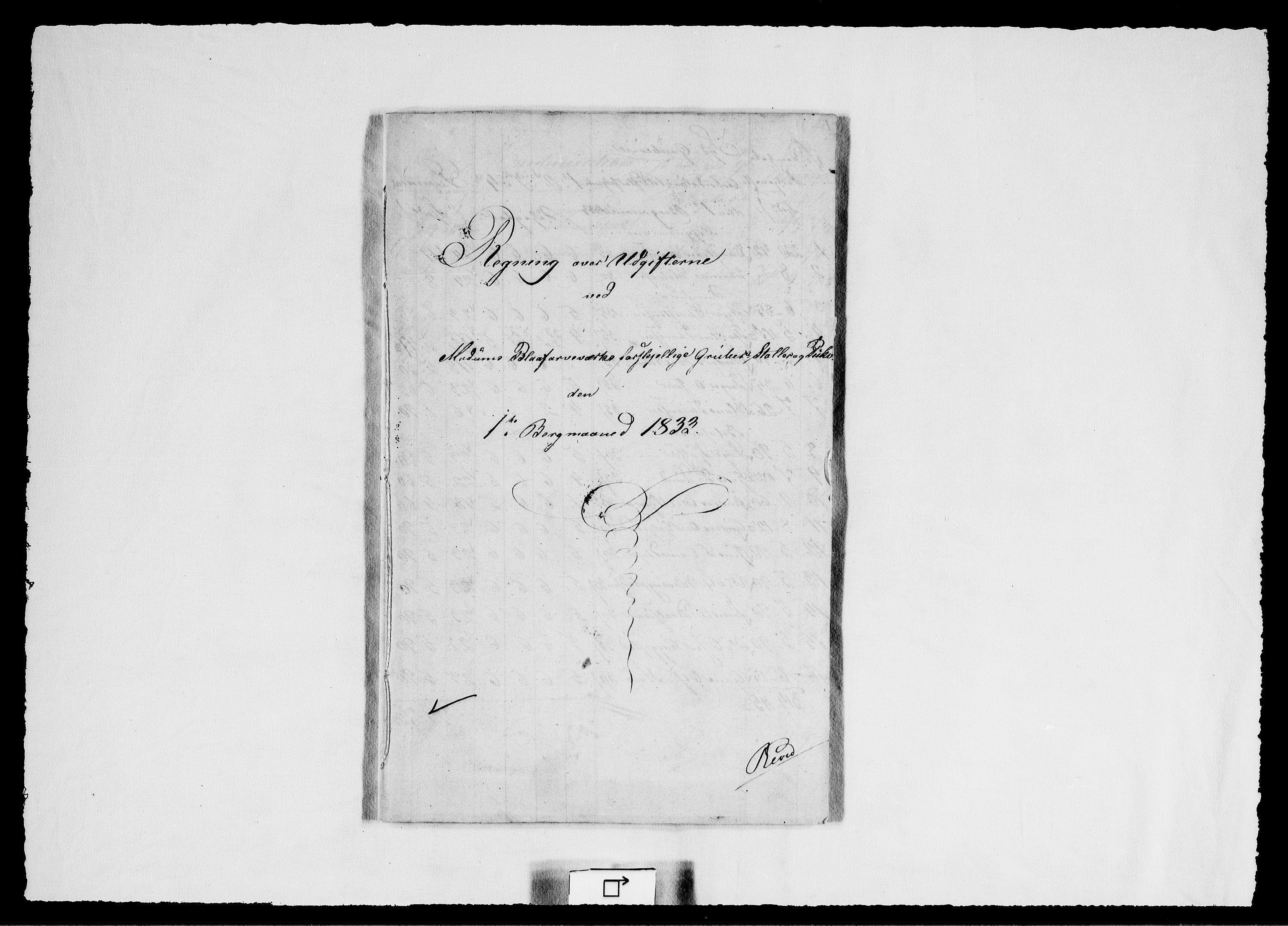 Modums Blaafarveværk, RA/PA-0157/G/Gd/Gdd/L0260/0001: -- / Regning over gruver pukkverk m.v., 1833-1834, p. 2