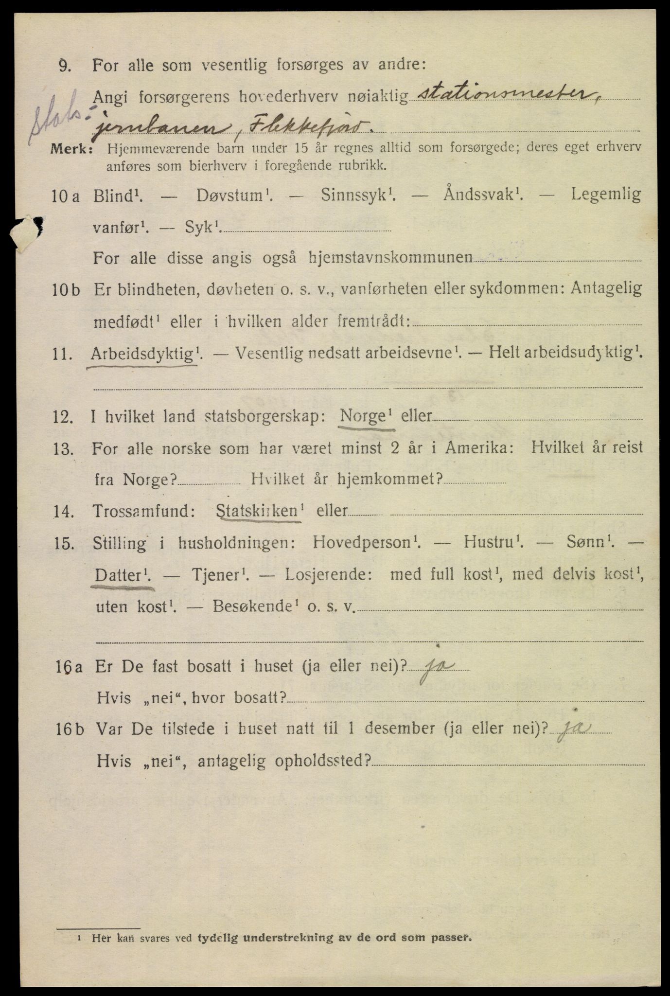 SAK, 1920 census for Flekkefjord, 1920, p. 2483