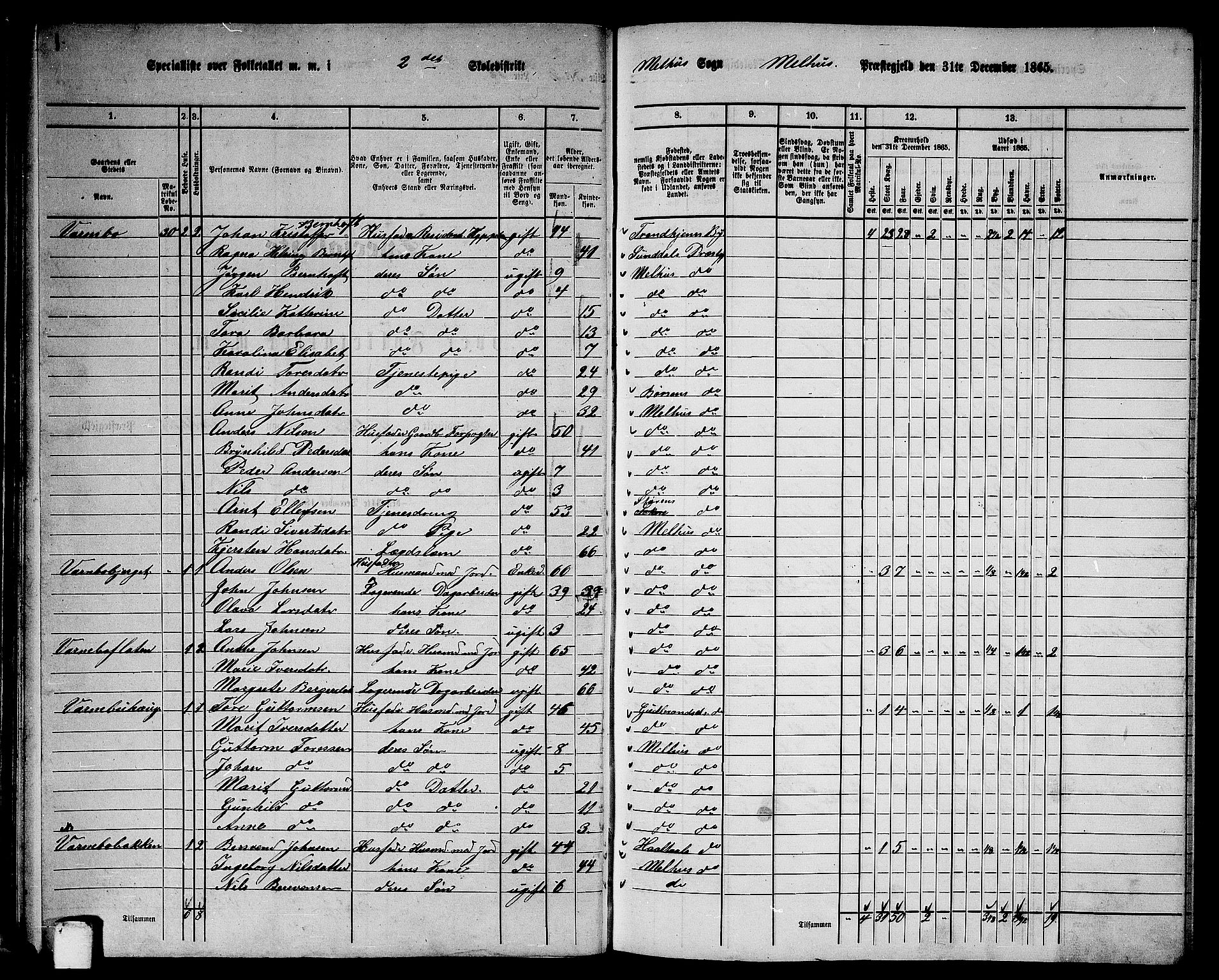 RA, 1865 census for Melhus, 1865, p. 38