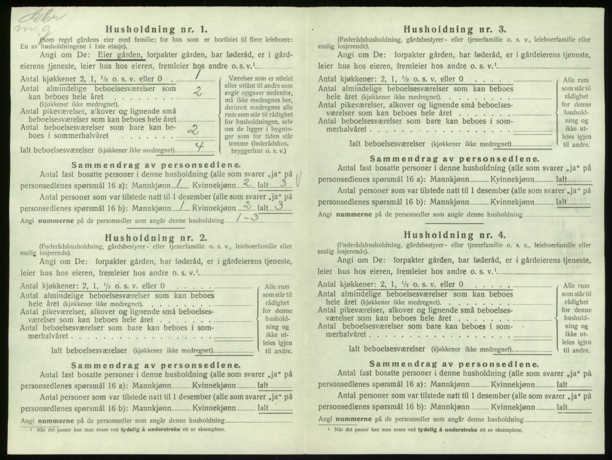 SAB, 1920 census for Hosanger, 1920, p. 201