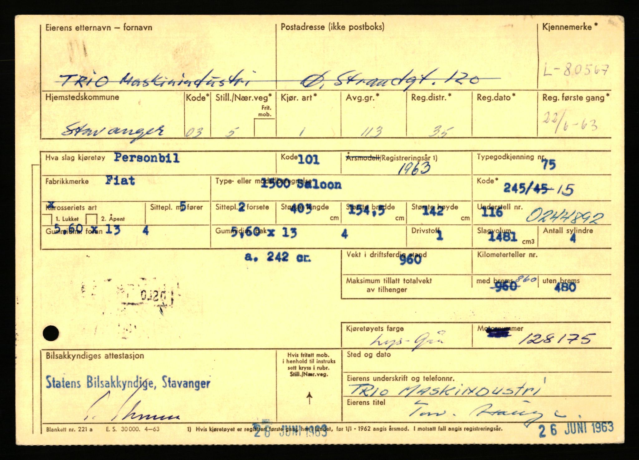 Stavanger trafikkstasjon, AV/SAST-A-101942/0/F/L0071: L-80500 - L-82199, 1930-1971, p. 109