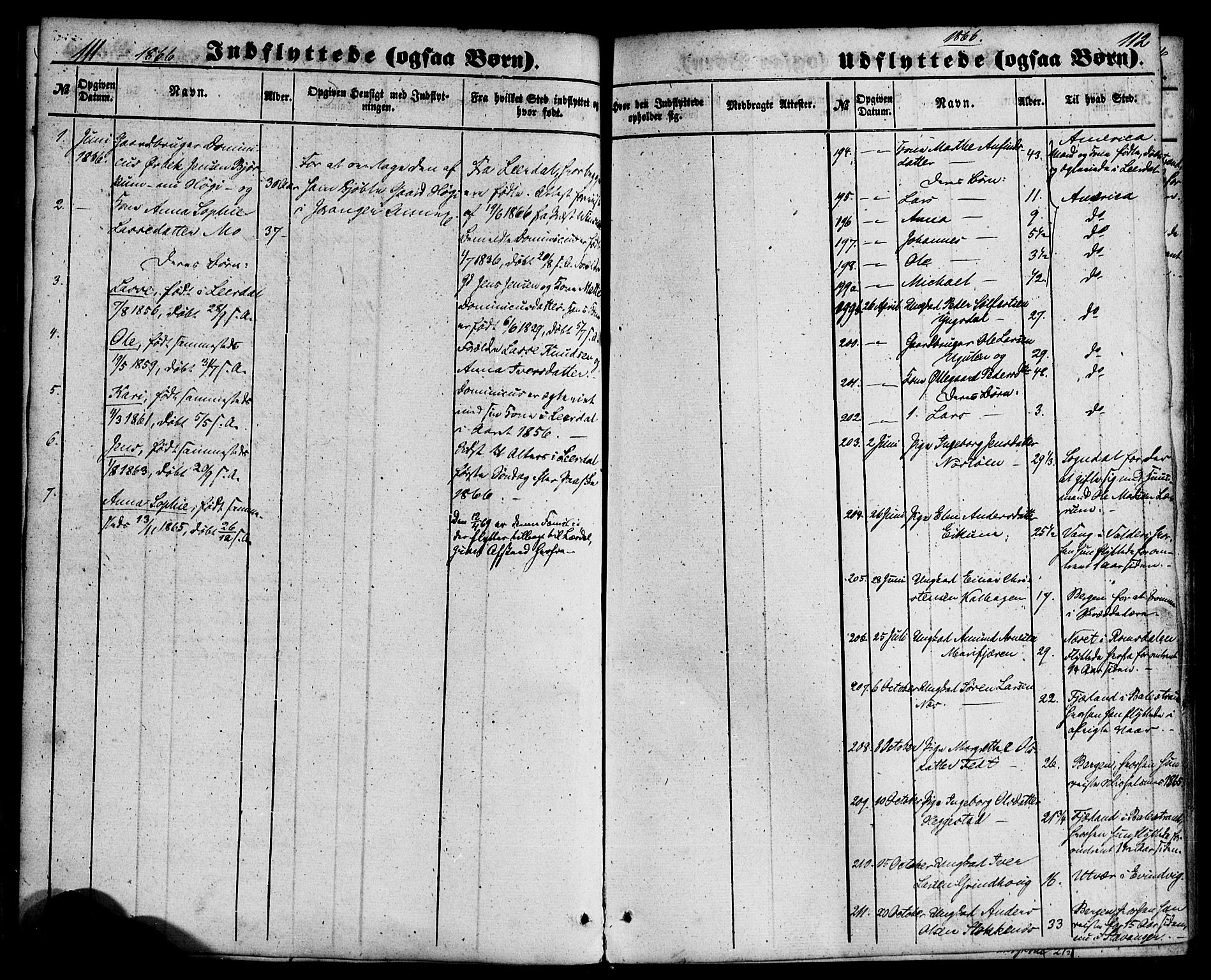 Hafslo sokneprestembete, AV/SAB-A-80301/H/Haa/Haaa/L0018: Parish register (official) no. A 18, 1853-1886, p. 110-111