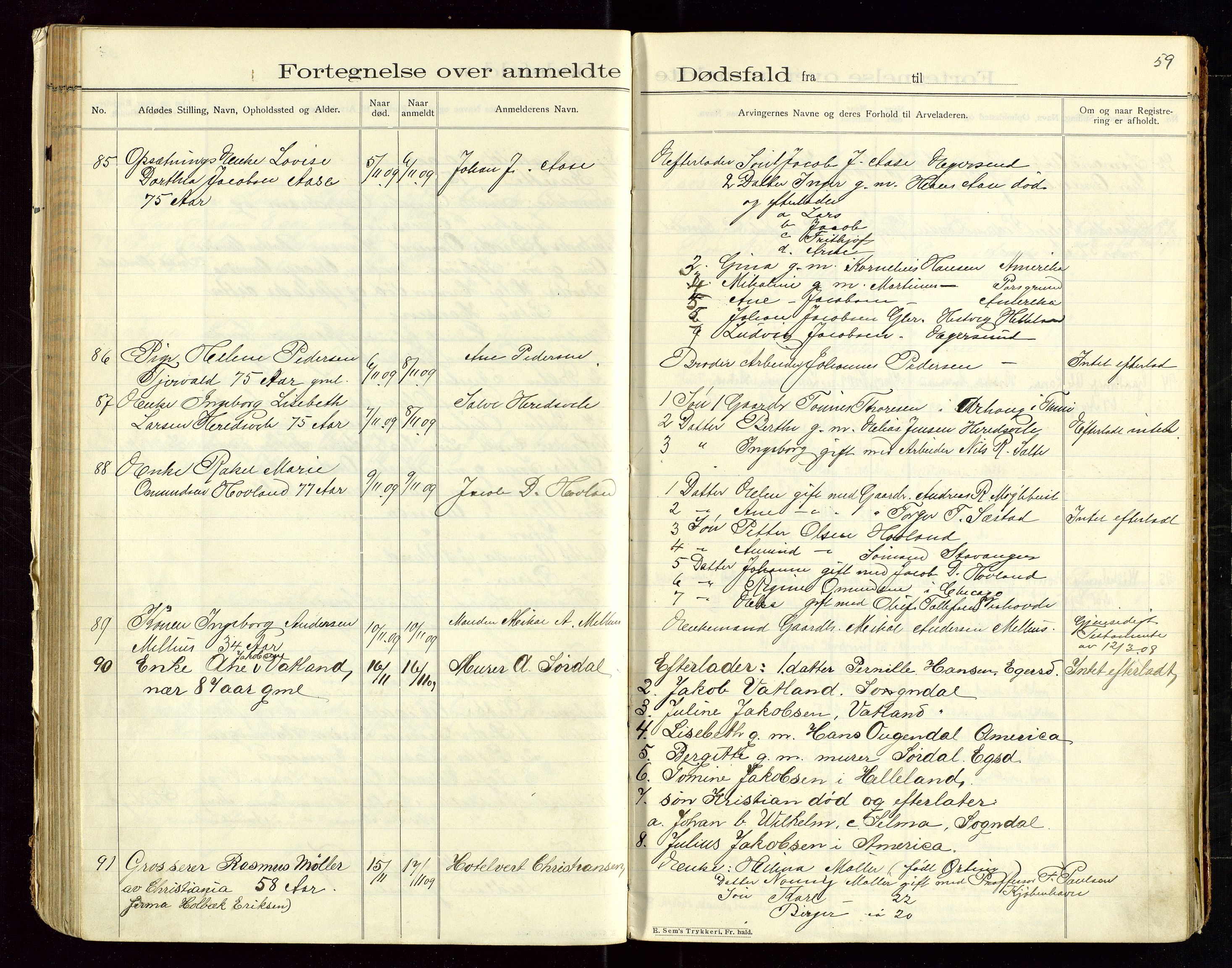 Eigersund lensmannskontor, SAST/A-100171/Gga/L0005: "Dødsfalds-Protokol" m/alfabetisk navneregister, 1905-1913, p. 59