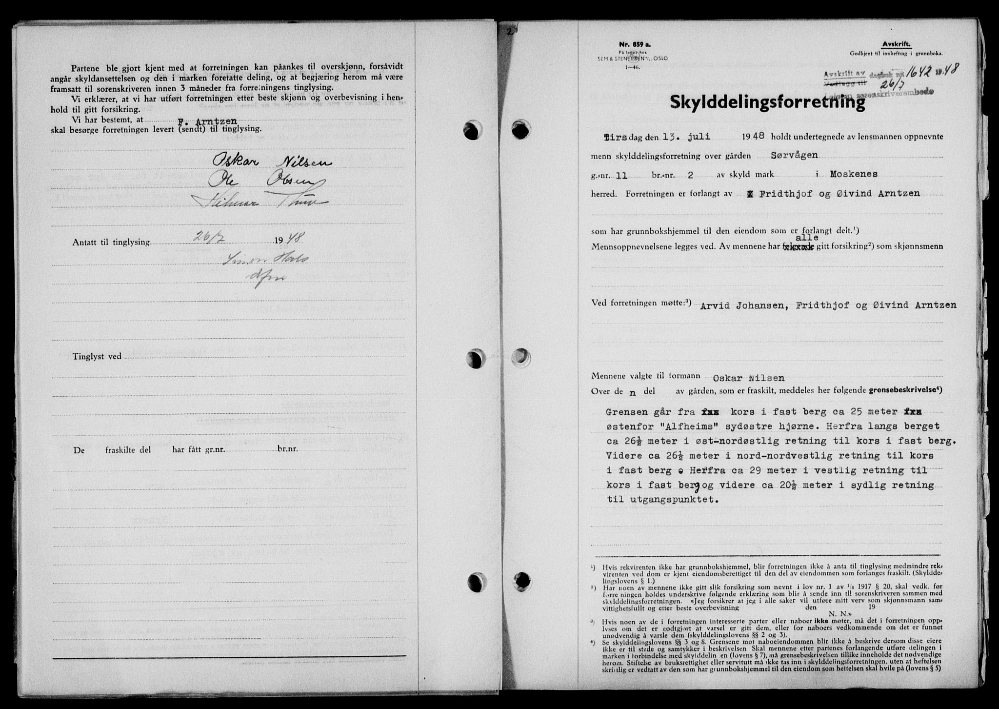 Lofoten sorenskriveri, SAT/A-0017/1/2/2C/L0018a: Mortgage book no. 18a, 1948-1948, Diary no: : 1642/1948