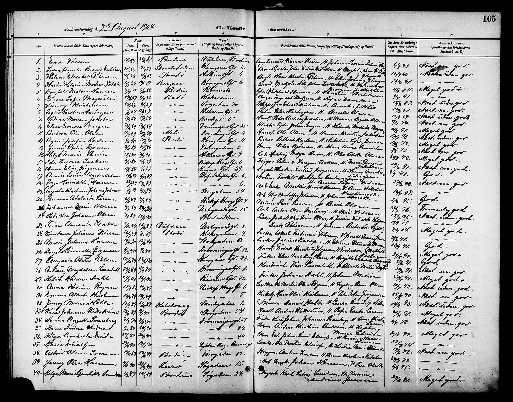 Ministerialprotokoller, klokkerbøker og fødselsregistre - Nordland, SAT/A-1459/801/L0033: Parish register (copy) no. 801C08, 1898-1910, p. 165