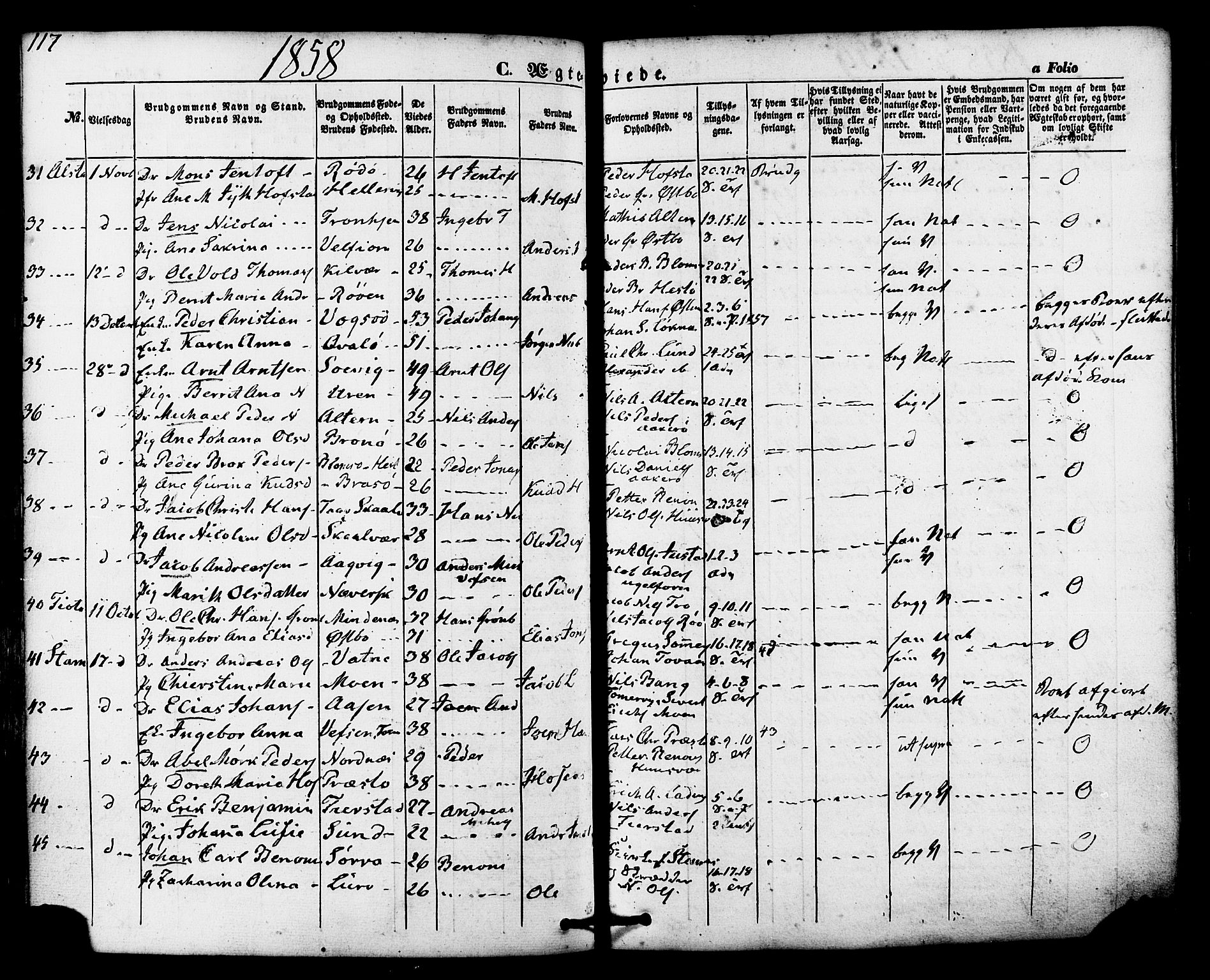 Ministerialprotokoller, klokkerbøker og fødselsregistre - Nordland, AV/SAT-A-1459/830/L0448: Parish register (official) no. 830A12, 1855-1878, p. 117