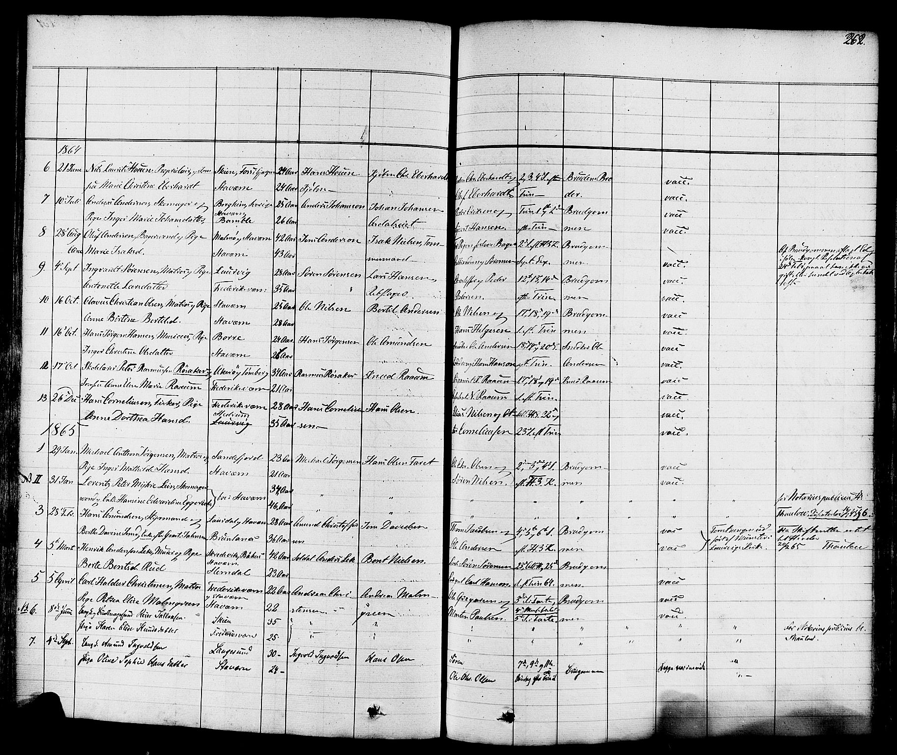 Stavern kirkebøker, SAKO/A-318/F/Fa/L0007: Parish register (official) no. 7, 1840-1877, p. 262