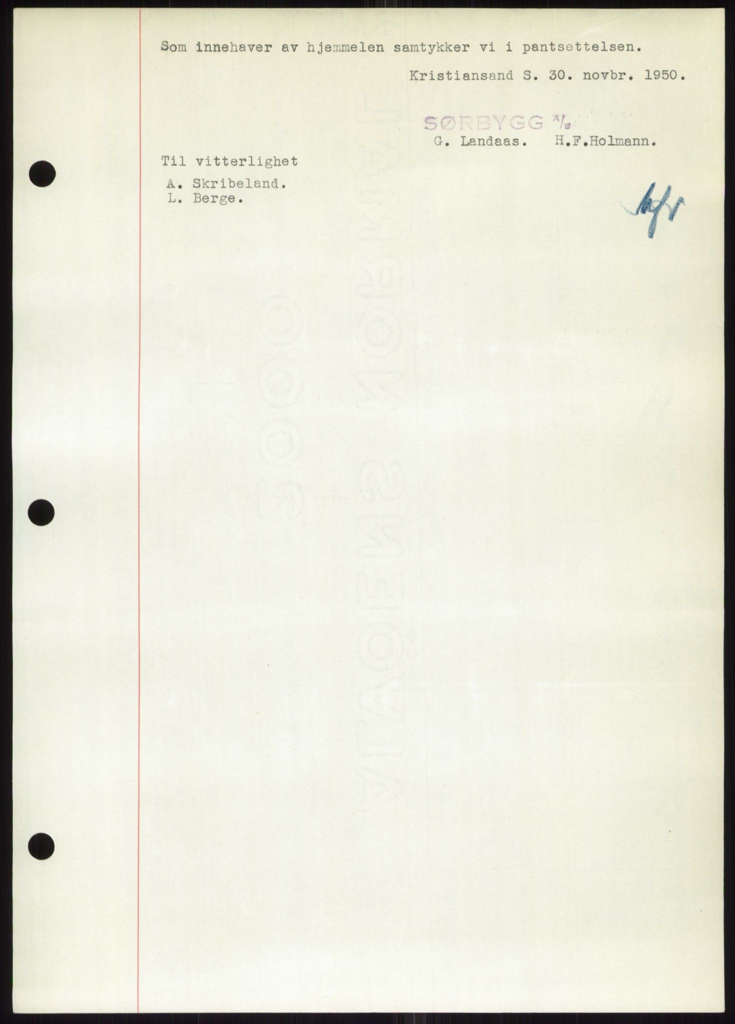 Torridal sorenskriveri, SAK/1221-0012/G/Gb/Gbb/L0020: Mortgage book no. 63B, 1950-1950, Deed date: 01.12.1950