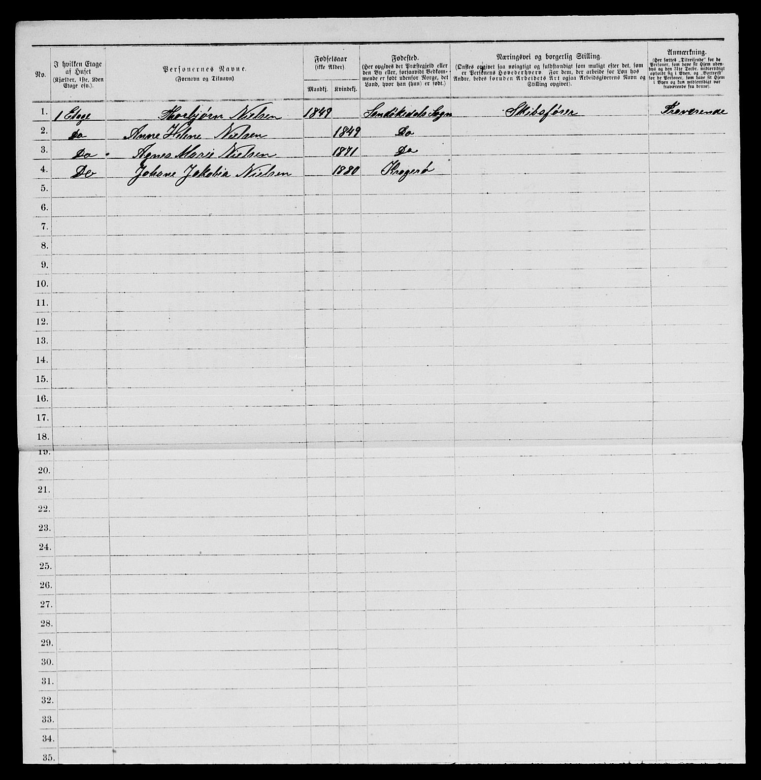 SAKO, 1885 census for 0801 Kragerø, 1885, p. 760