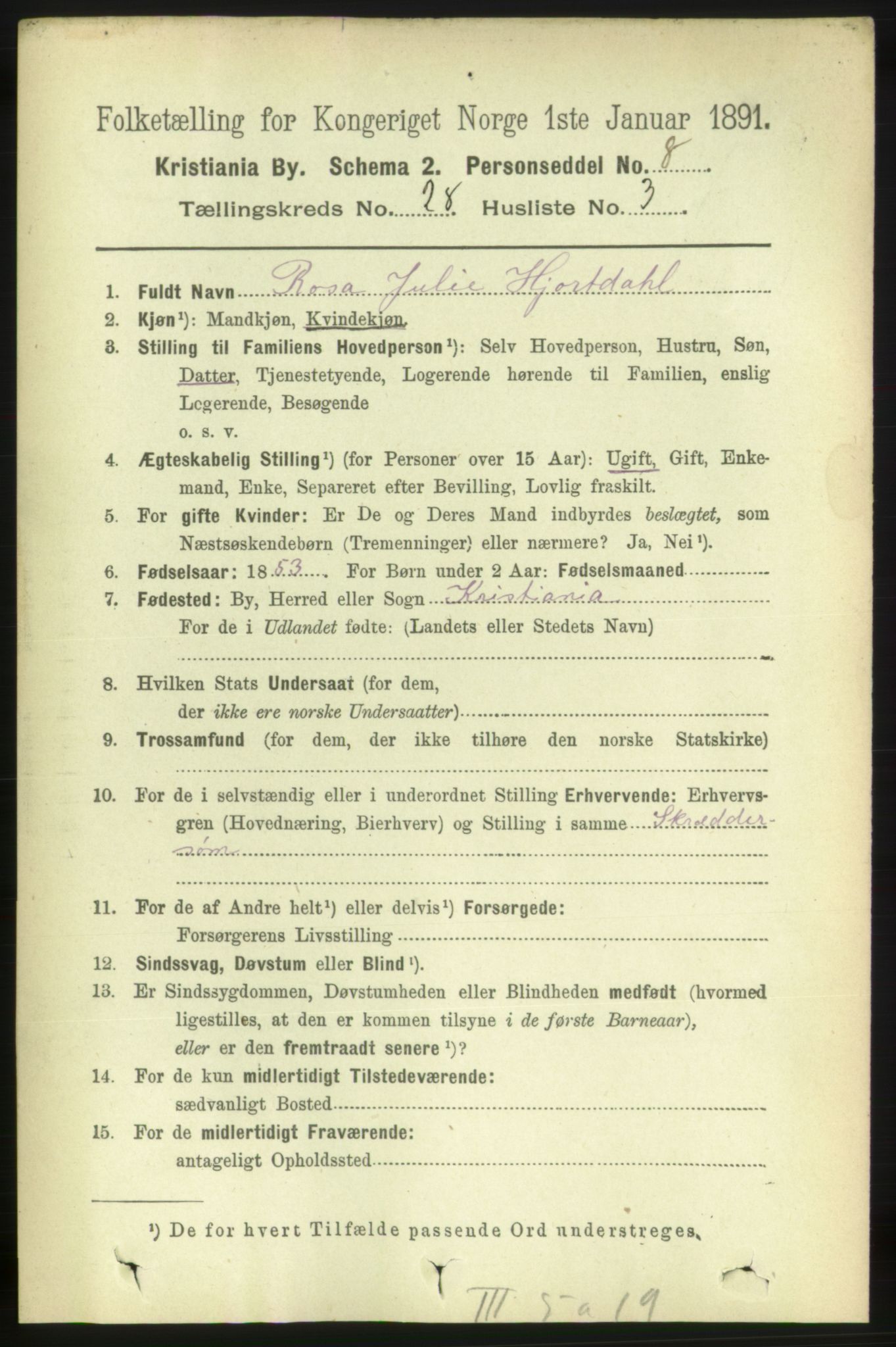 RA, 1891 census for 0301 Kristiania, 1891, p. 14353