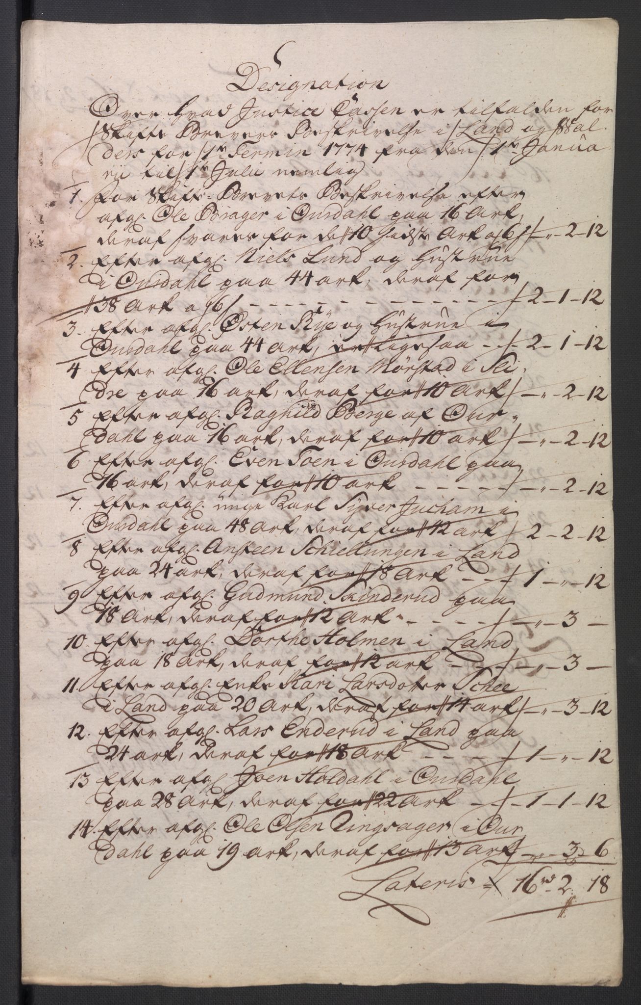 Rentekammeret inntil 1814, Reviderte regnskaper, Mindre regnskaper, AV/RA-EA-4068/Rb/L0014: Opplands amt, 1771-1779, p. 138