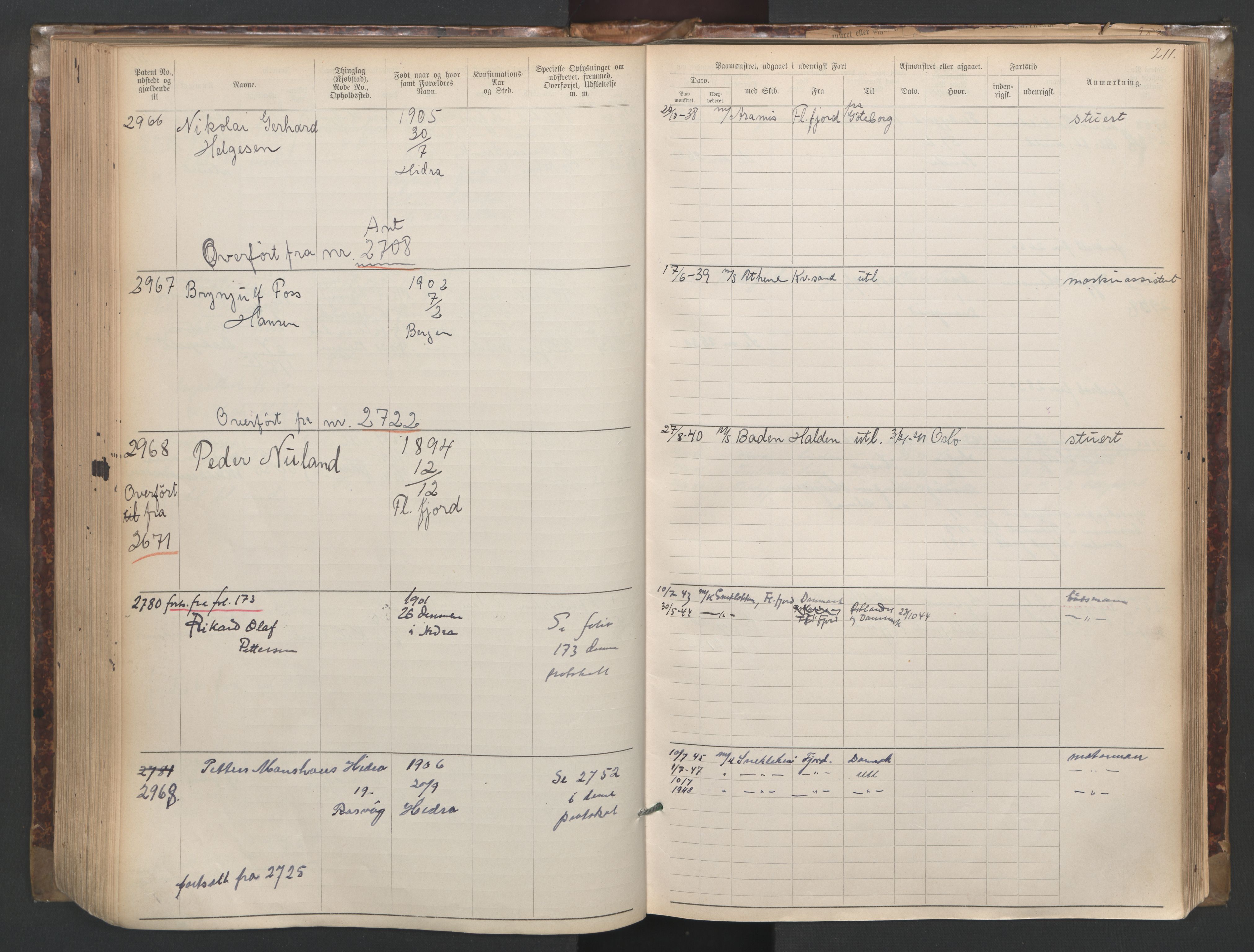 Flekkefjord mønstringskrets, AV/SAK-2031-0018/F/Fa/L0003: Annotasjonsrulle nr 1921-2963 med register, N-3, 1892-1948, p. 244