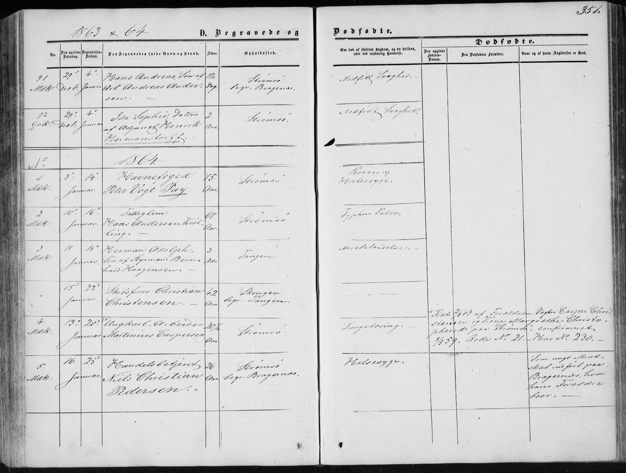Strømsø kirkebøker, SAKO/A-246/F/Fa/L0015: Parish register (official) no. I 15, 1859-1868, p. 351