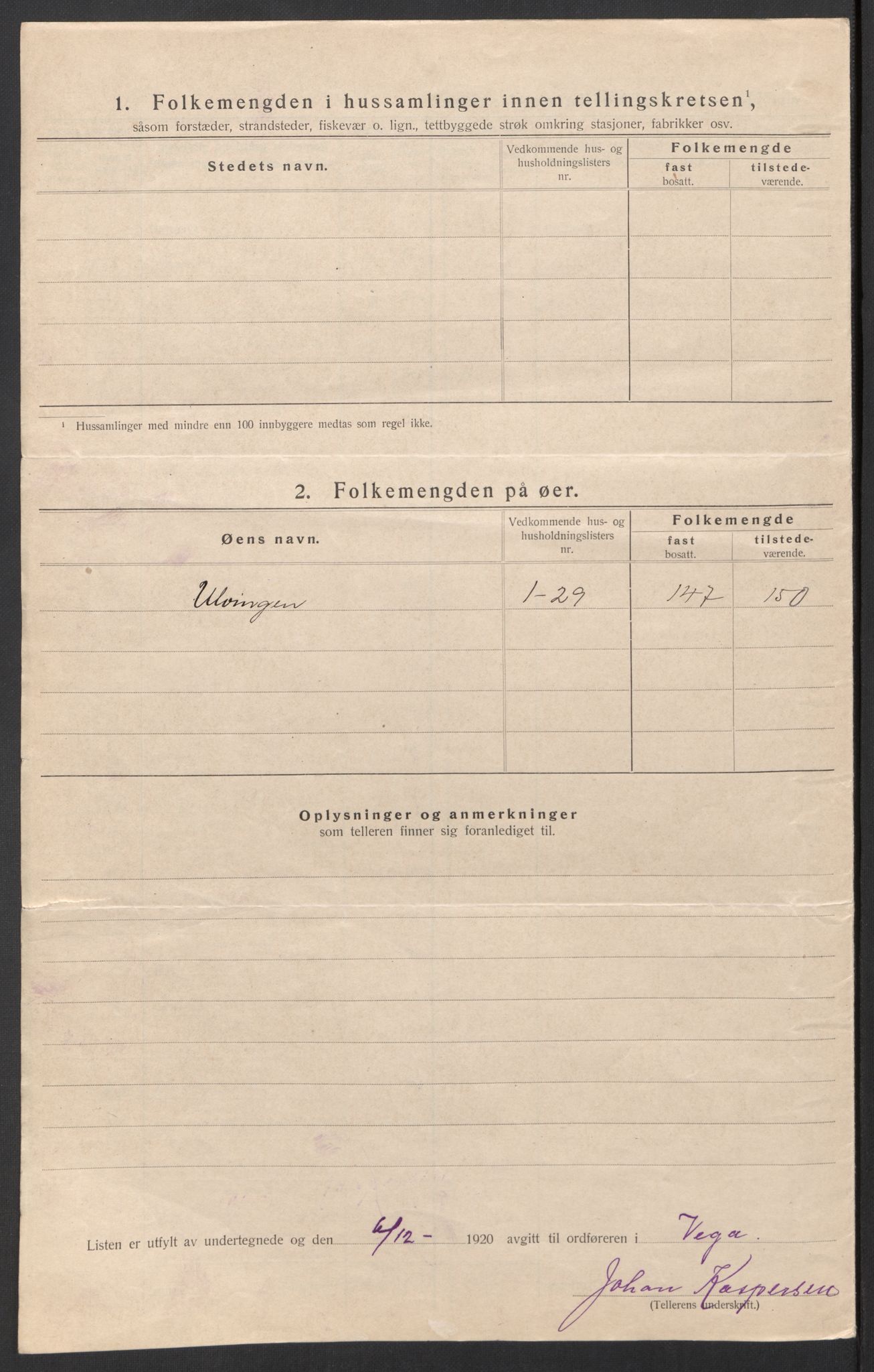 SAT, 1920 census for Vega, 1920, p. 8