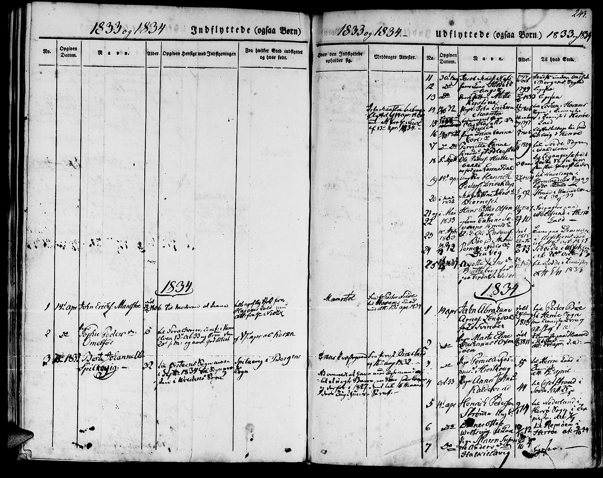 Ministerialprotokoller, klokkerbøker og fødselsregistre - Møre og Romsdal, AV/SAT-A-1454/511/L0139: Parish register (official) no. 511A06, 1831-1850, p. 243