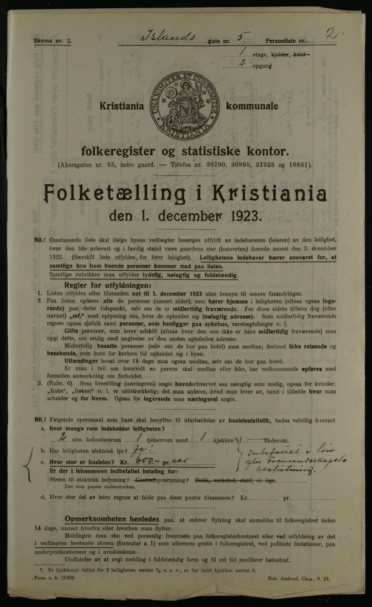 OBA, Municipal Census 1923 for Kristiania, 1923, p. 49661