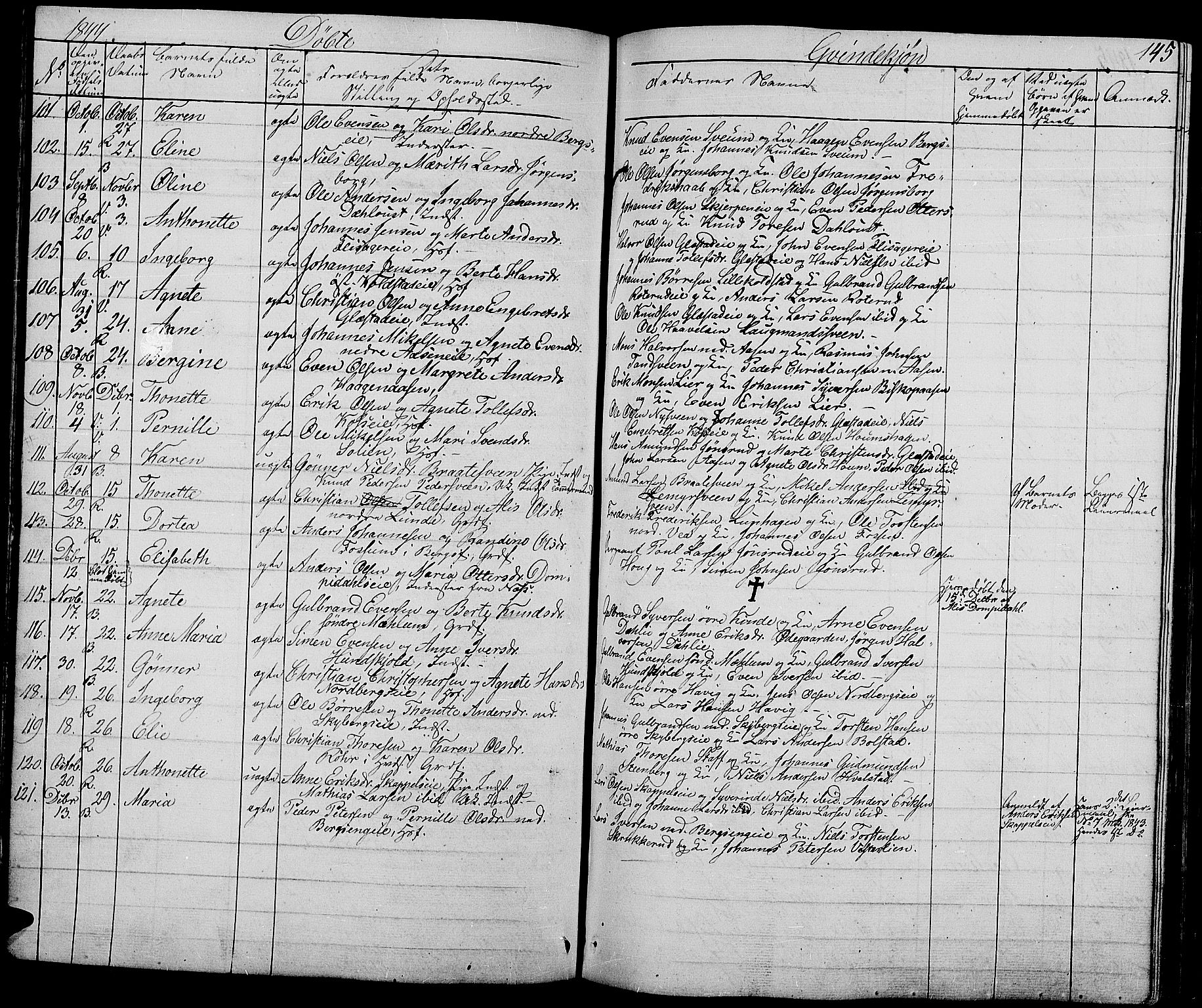 Ringsaker prestekontor, AV/SAH-PREST-014/L/La/L0005: Parish register (copy) no. 5, 1839-1850, p. 145