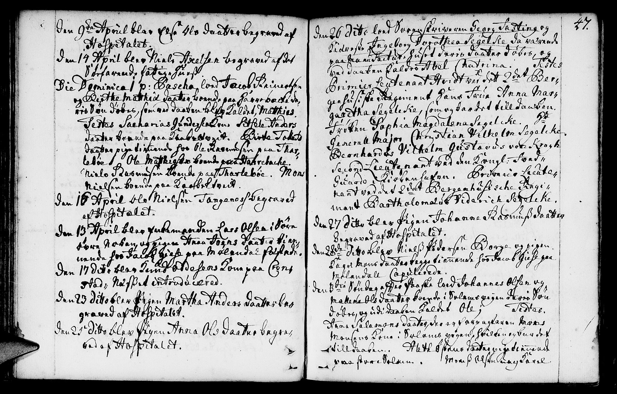 St. Jørgens hospital og Årstad sokneprestembete, AV/SAB-A-99934: Parish register (official) no. A 1, 1743-1823, p. 47