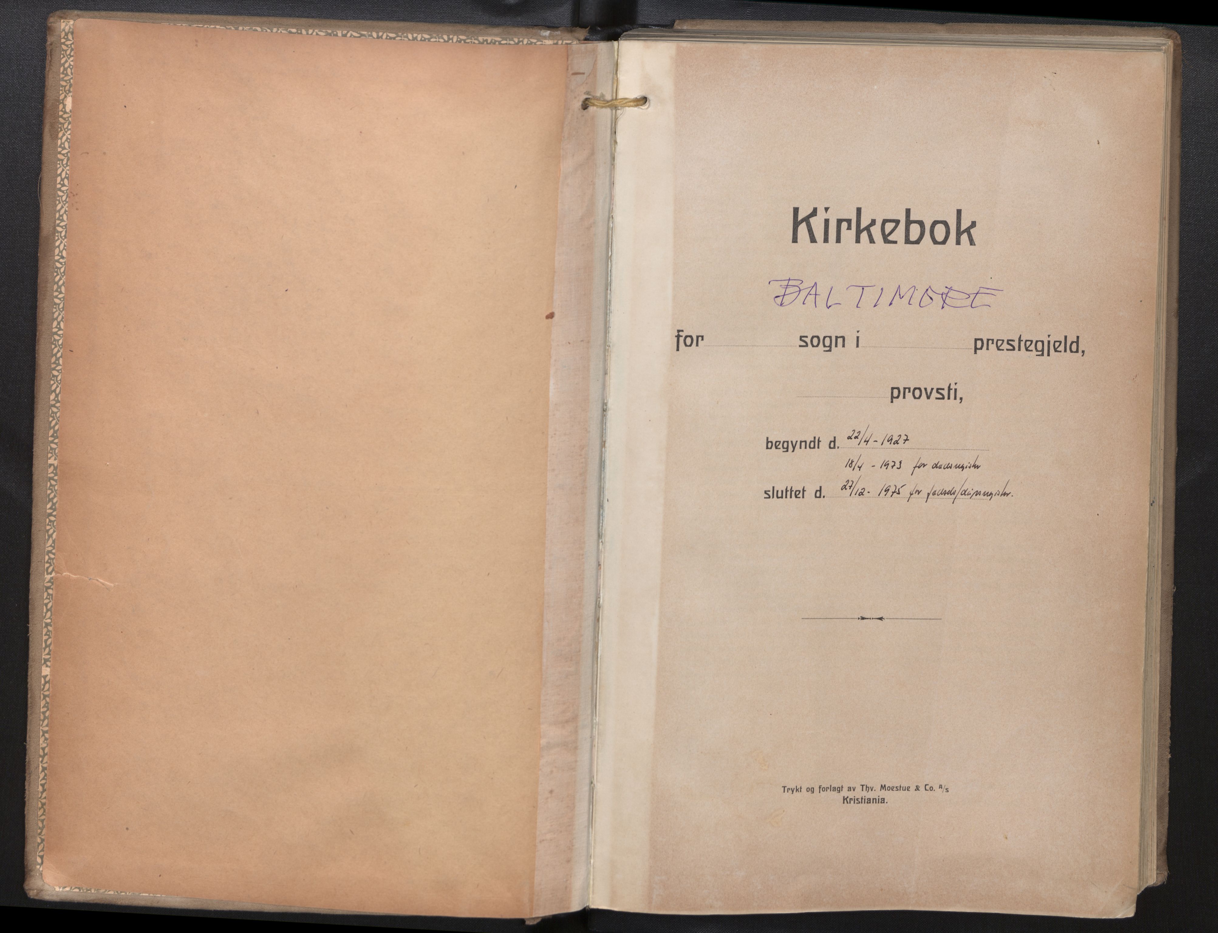 Den norske sjømannsmisjon i utlandet / Baltimore, AV/SAB-SAB/PA-0169/H/Ha/L0001: Parish register (official) no. A 1, 1927-1975