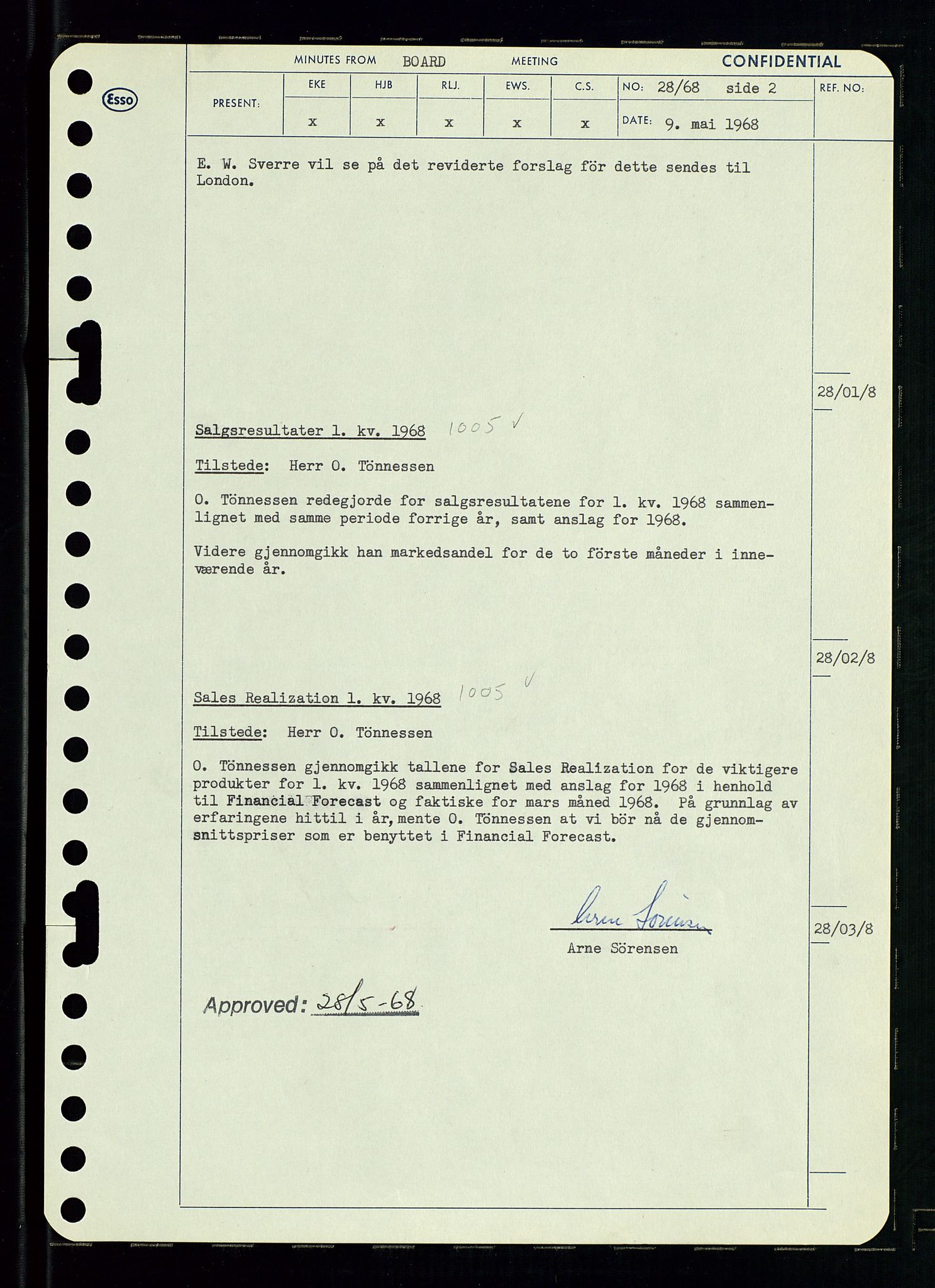 Pa 0982 - Esso Norge A/S, AV/SAST-A-100448/A/Aa/L0002/0004: Den administrerende direksjon Board minutes (styrereferater) / Den administrerende direksjon Board minutes (styrereferater), 1968, p. 47