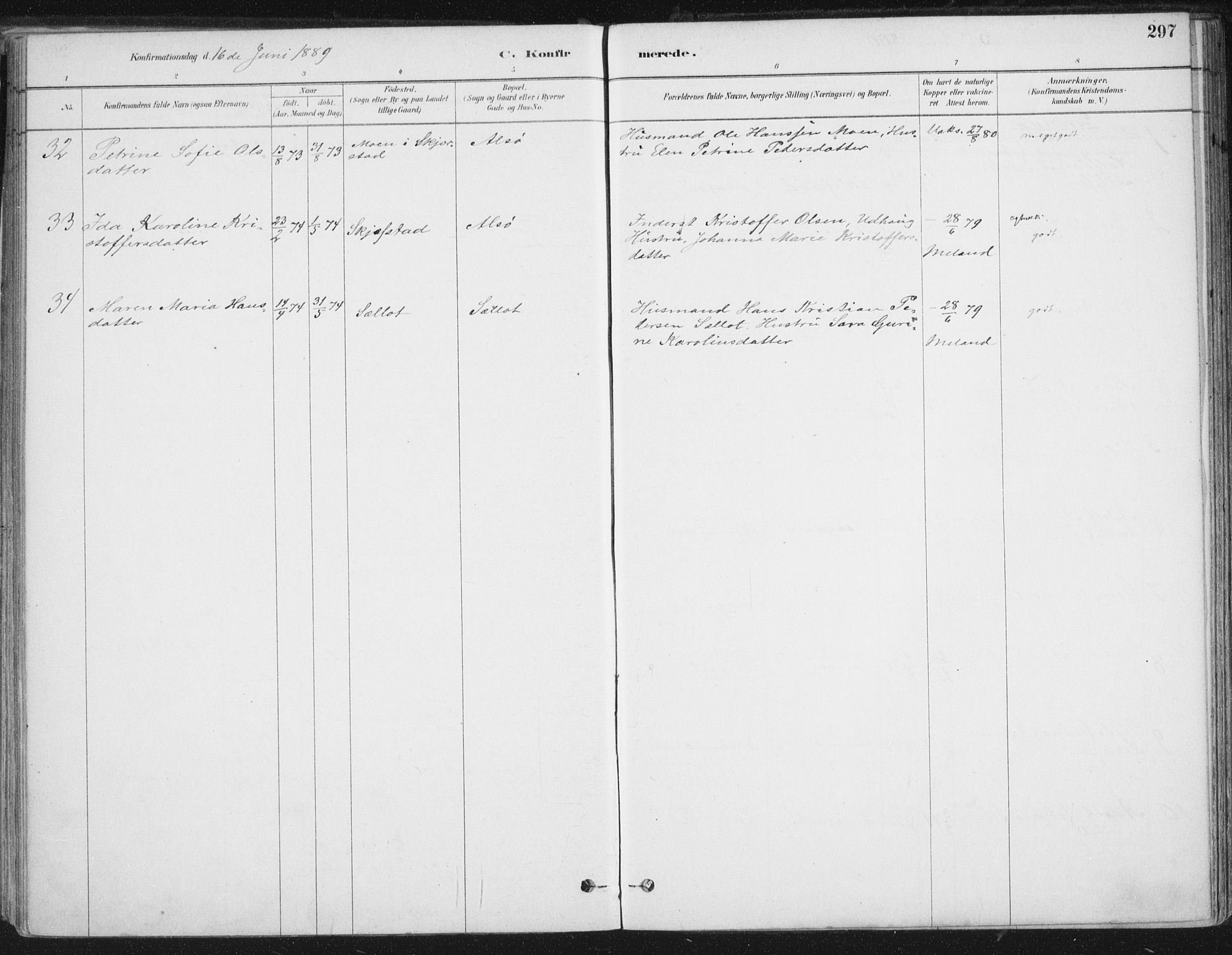 Ministerialprotokoller, klokkerbøker og fødselsregistre - Nordland, AV/SAT-A-1459/838/L0552: Parish register (official) no. 838A10, 1880-1910, p. 297