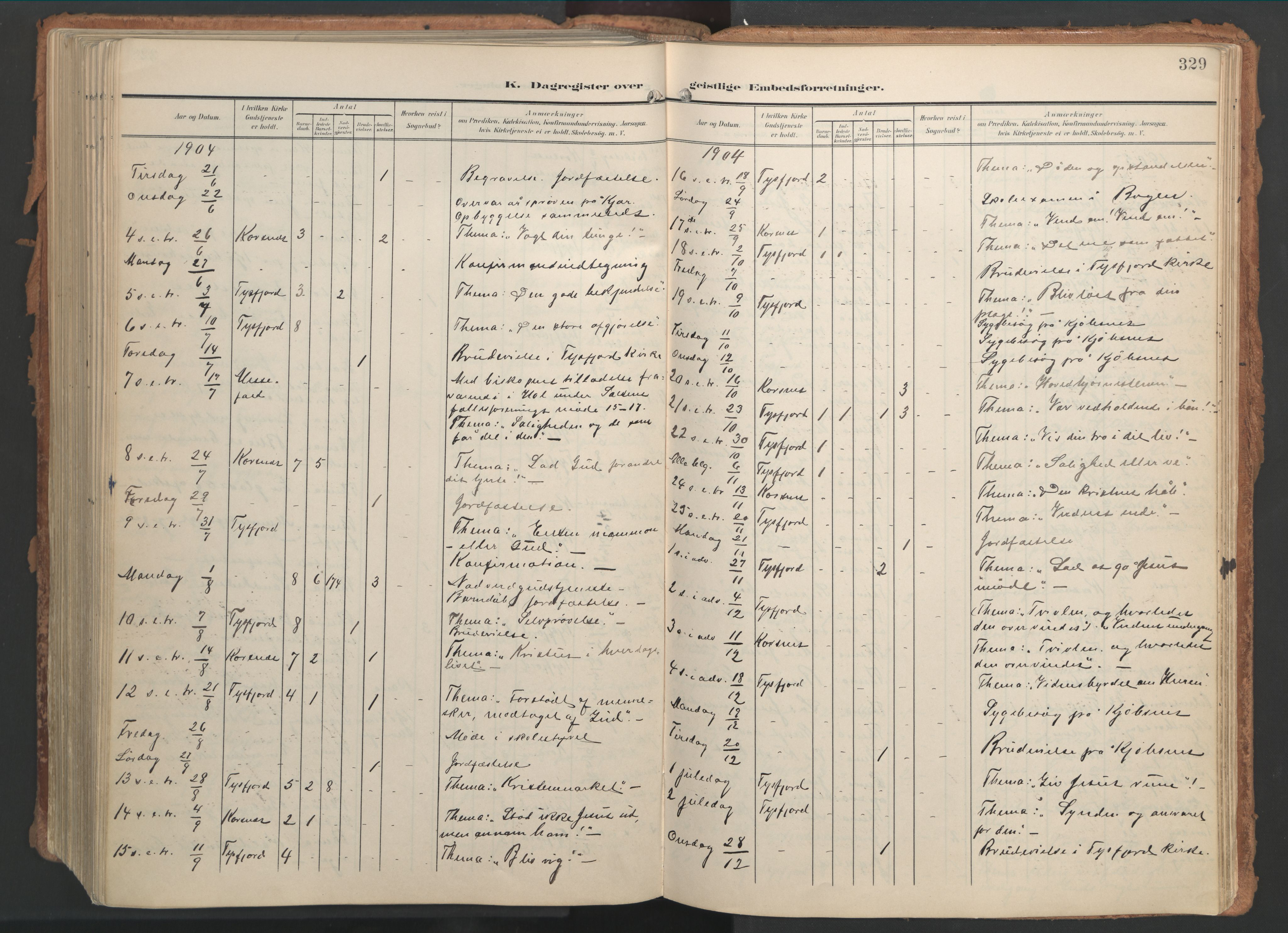 Ministerialprotokoller, klokkerbøker og fødselsregistre - Nordland, AV/SAT-A-1459/861/L0871: Parish register (official) no. 861A06, 1903-1916, p. 329